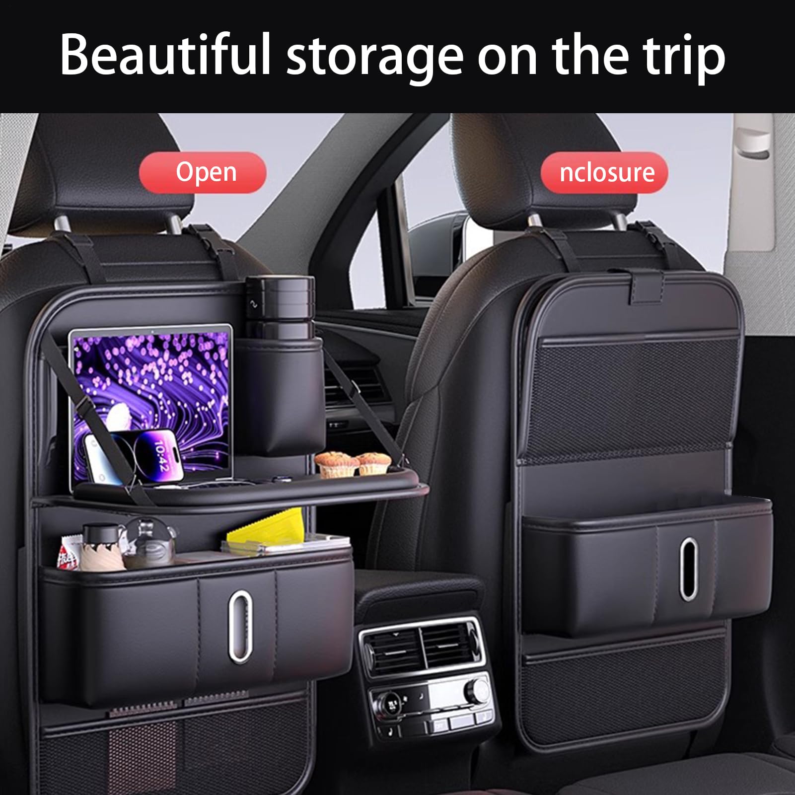 Organisateur Siège Auto Arrière Protège-Dossier, Poubelle, Boîte À | Organisateur De Rangement Pour Siège Auto accessoires essentiels road trip voiture et