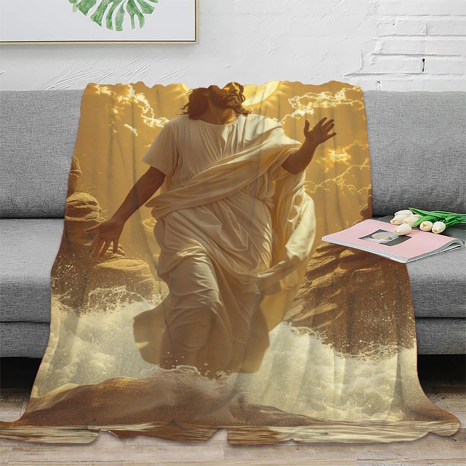 DHBANEIOK Mythical Jesus Theme Blanket Stylishbed Blanket 3D Printed Bedding Decorative Soft Warm Microfiber for Bed Couch Blanket 50x60inch(127x152cm)