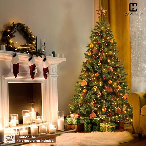 Miniatura 8 de Fencer Wire Árbol de Navidad artificial preiluminado de alta calidad de 6 pies con 800 puntas de ramas prearticuladas y soporte plegable, 250 luces