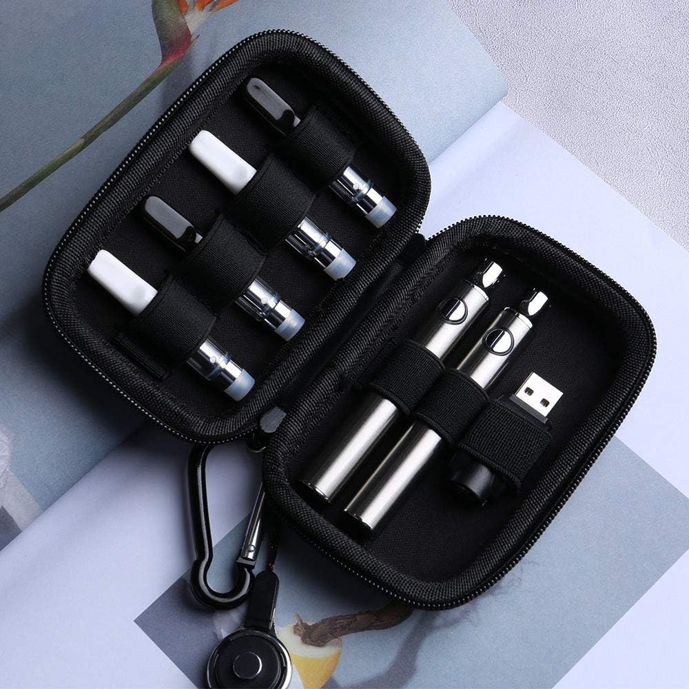 Biu-Boom (Only Case) Carrying Battery Bag Pen case Small Travel case,Battery Organizer Pouch.Carabiner or Lanyard, for Battery,Charger, Kit,cartridges-Black