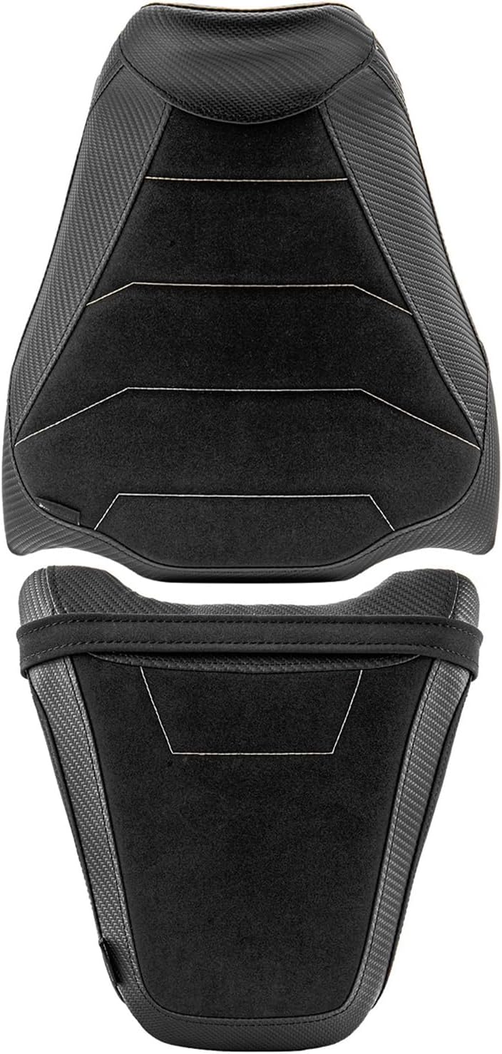 Motorcycle Front & Rear Comfort Seat Fit for Honda CB650R CBR650R 2024 2025, Leather Rider Saddle Solo Passenger Cushion Pillion Pad Set, Black
