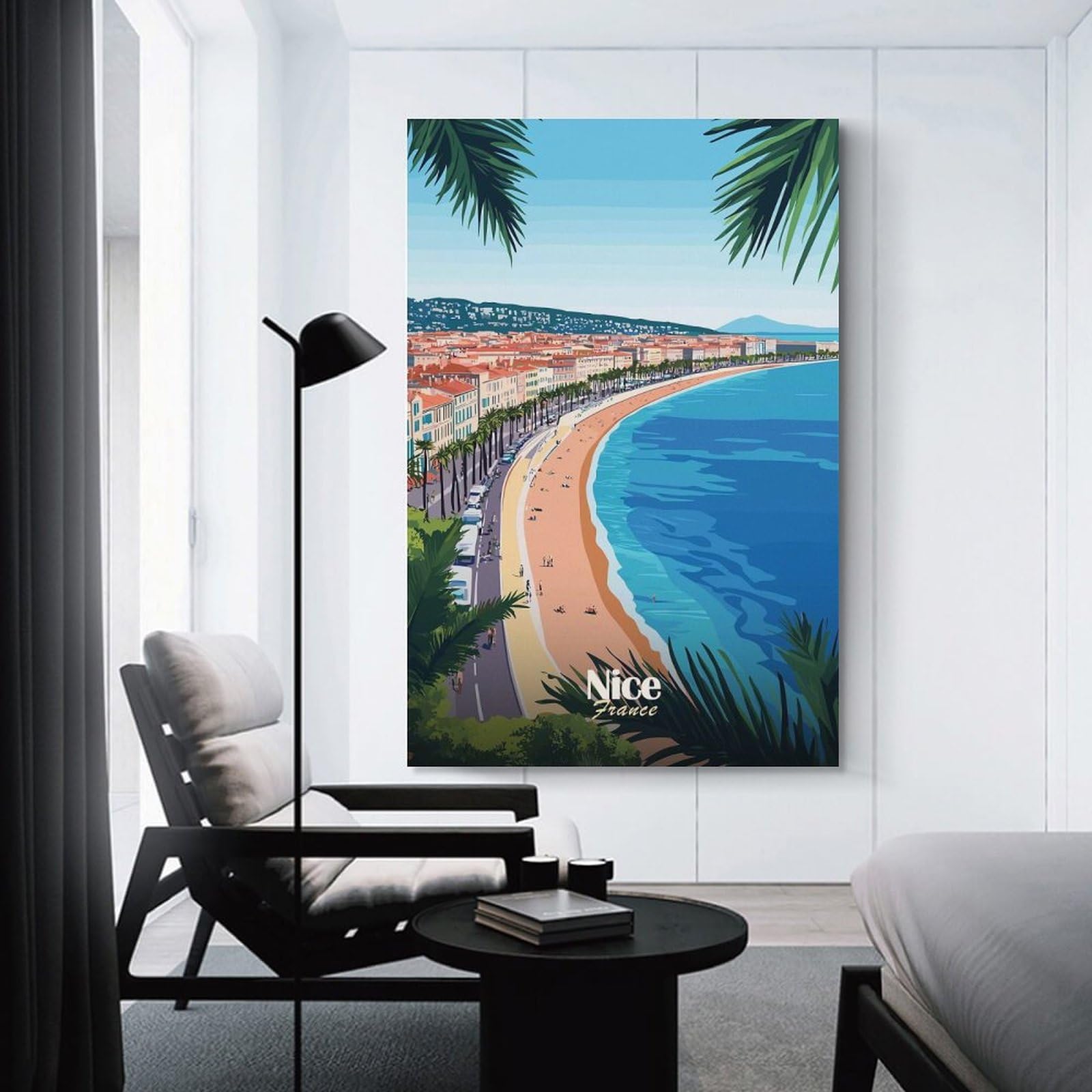 Junmoney Unframe-Style-20 Nice, France Cityscape Canvas Wall Decor, 24X36inch(60X90cm), For Flats, Guest Rooms Or Compact Rooms, Decorative Canvas Decor For Home Updates