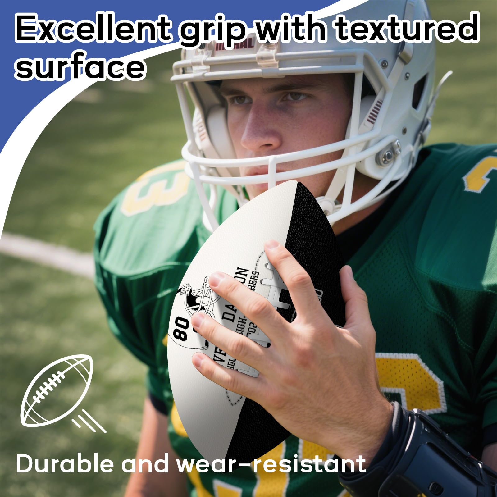 American Football – Personalisierbarer Football mit Text, Logo oder Foto Fans – Mini, Junior, Offizielle Größen – Für Trainer, Spieler, Papa oder als Trophäe