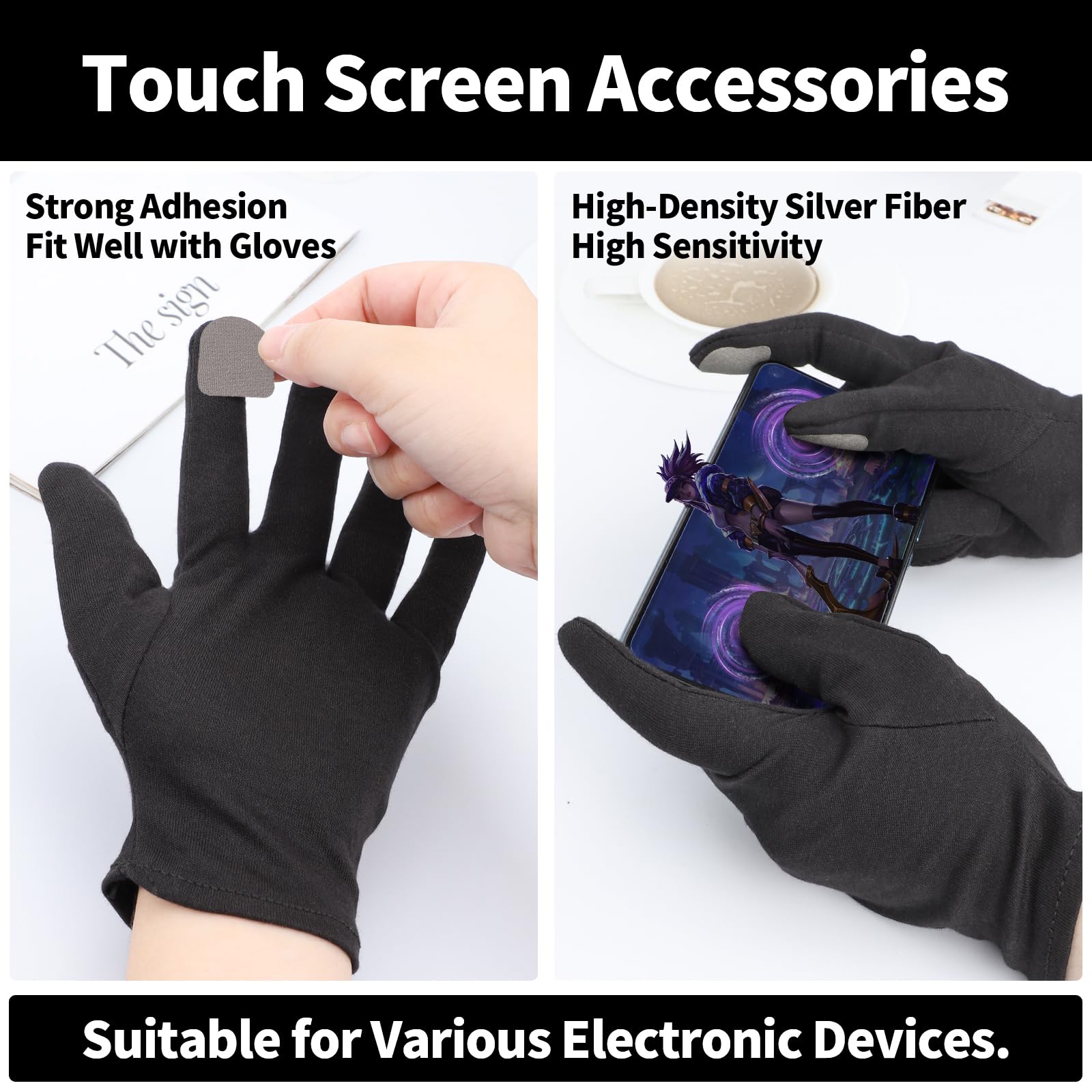 5 pares de guantes pequeños de algodón negro para dormir las manos secas, guantes de trabajo negros para manejo de monedas, joyas, fotografía, para hombres y mujeres, con 20 calcomanías para