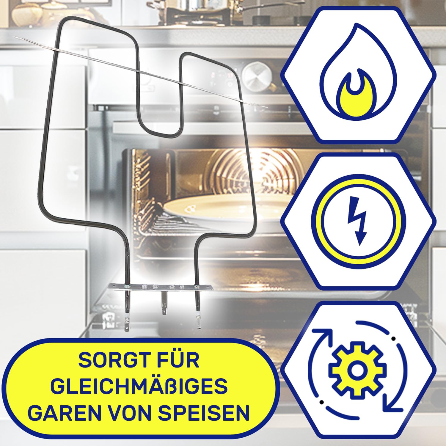 Heizelement für Backöfen 1400W 230V mit dem Originalcode C00339901 für Indesit 481225998472 488000525918 für Whirlpool 20.40943.000 für EGO - Garantie 10 Jahre - MONTERAL