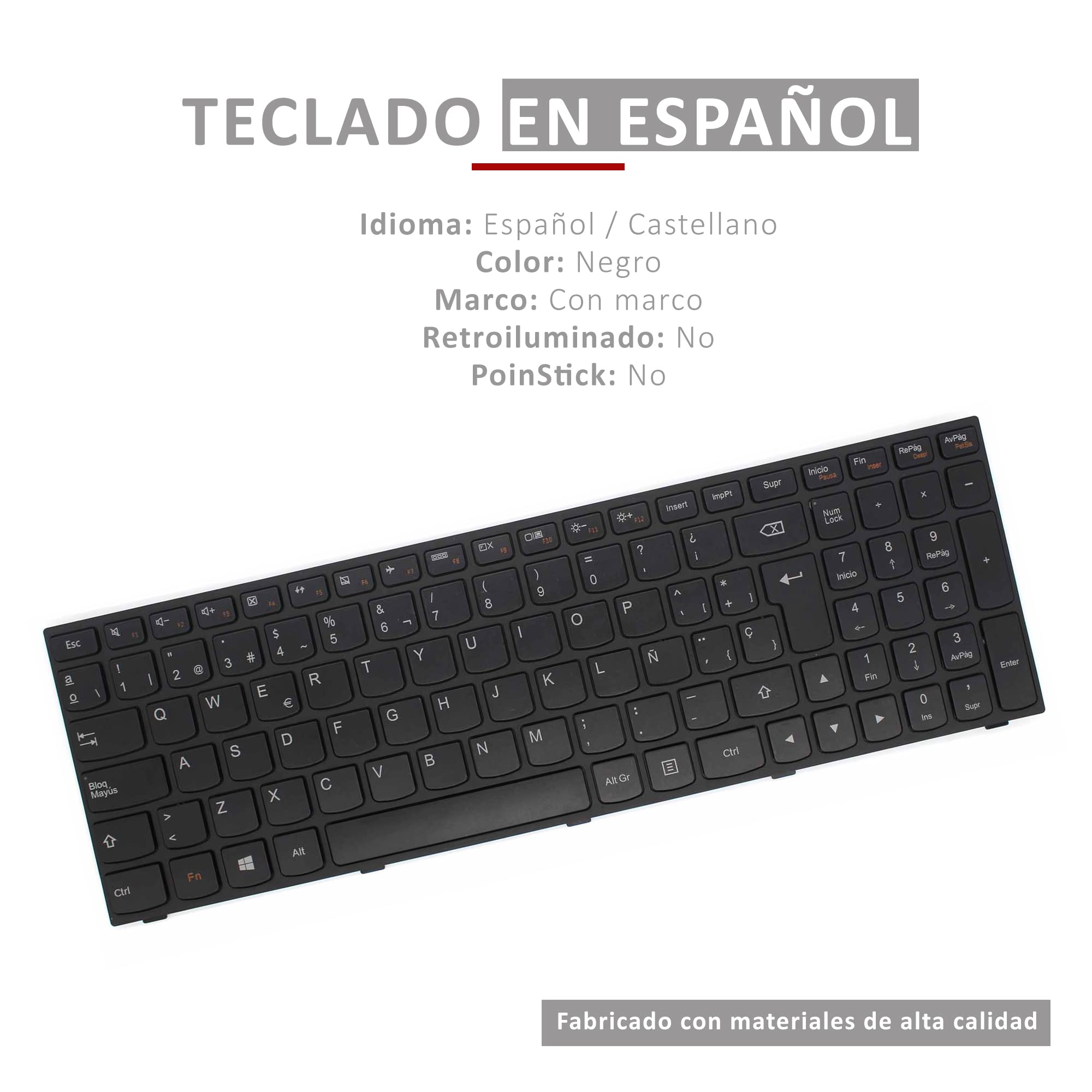 PORTATIL MOVIL - Teclado Compatible con Lenovo Z50-70 (Model 20354) T6G1-SPA MP-13Q1 25215223