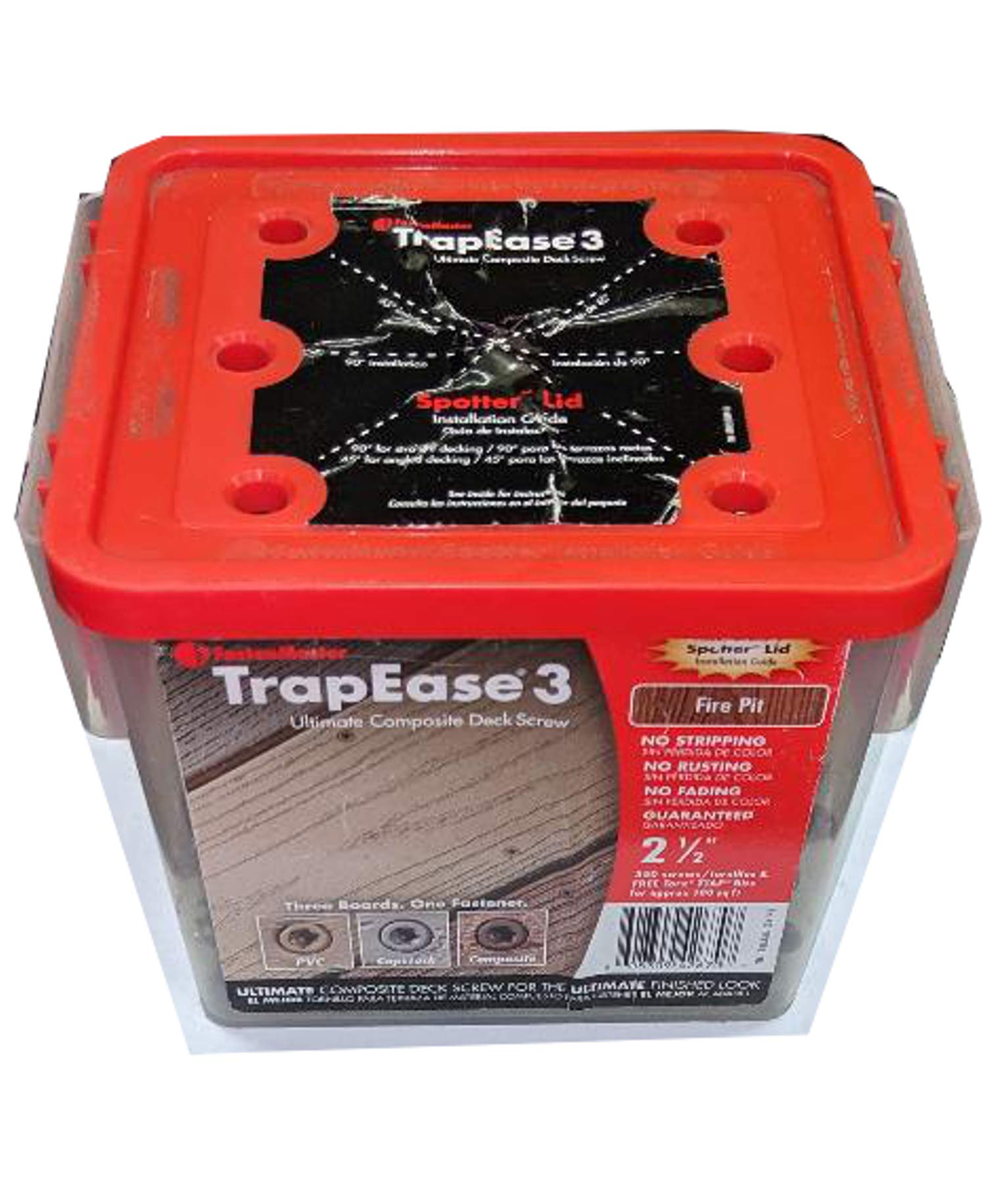 TrapEase 3 Deck Screws Fire Pit for Composite, PVC & Capstock Decking - Box of 220