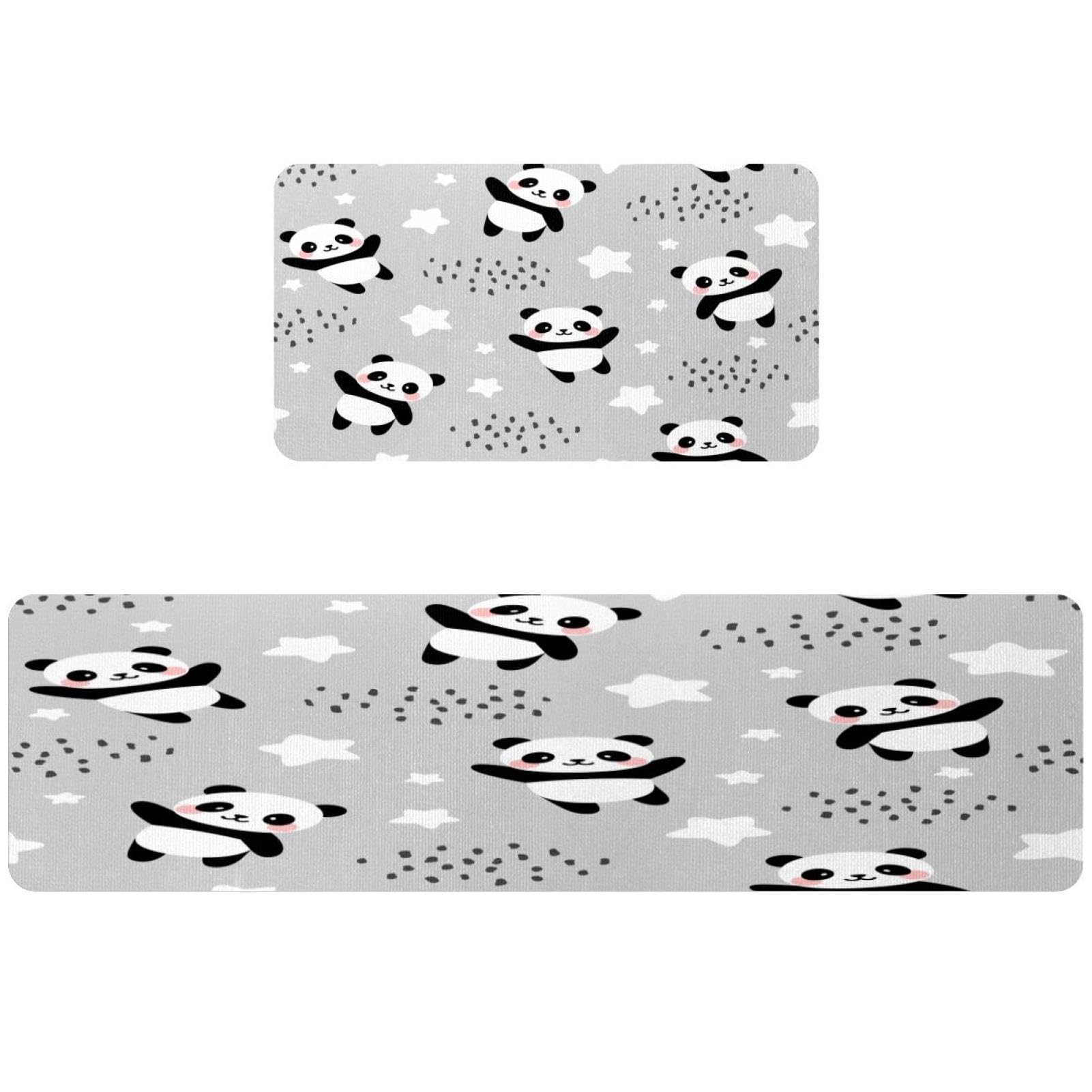 Alfombrillas de cocina lavables para pasillo y cuarto de lavado diseño panda infantil