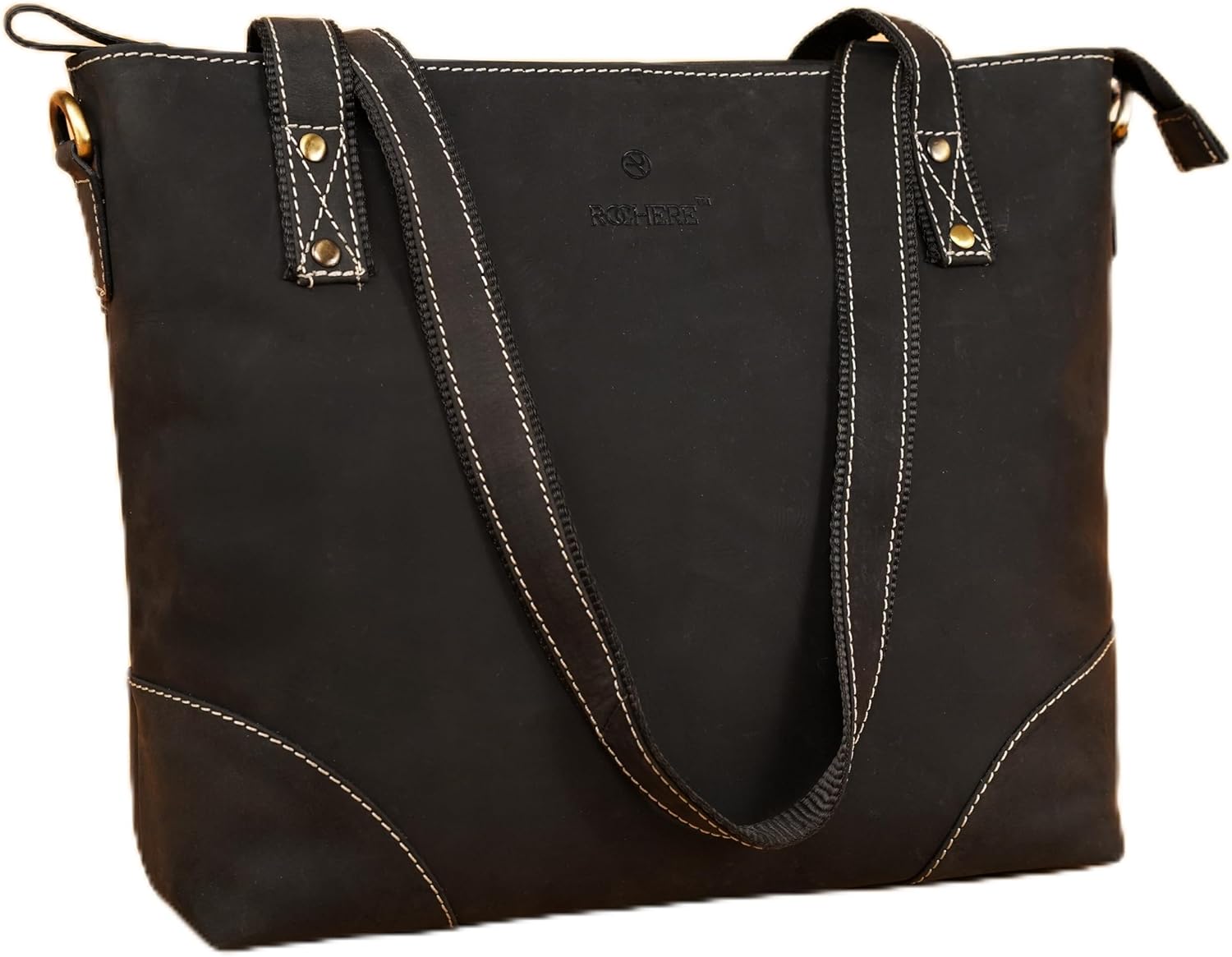 Small Leather Tote Bag for Women – Genuine Leather Handbag with Strap, Stylish Shoulder Purse for Work & Travel