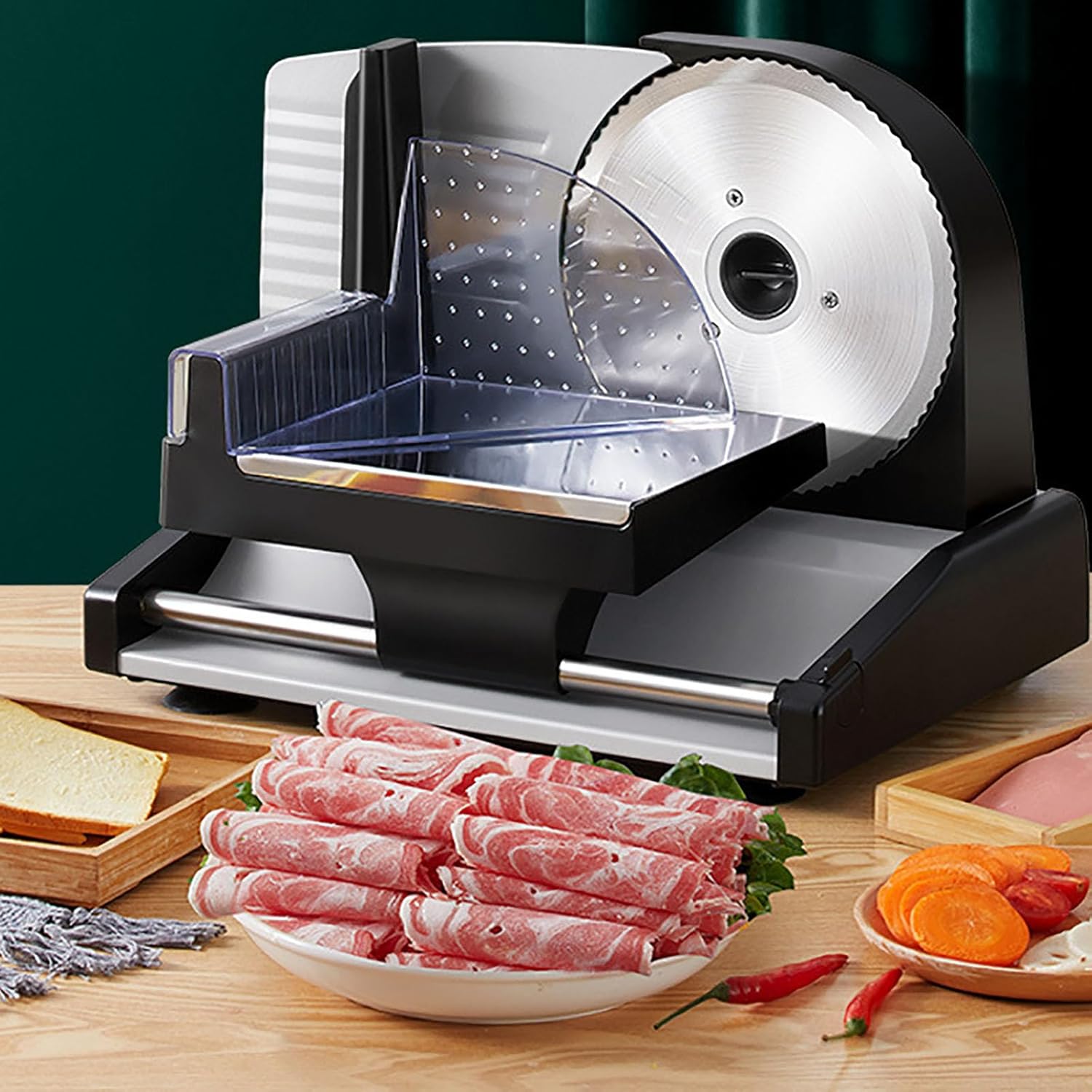 Electric Meat Slicer with Detachable Blade, Adjustable Thickness for Easy Cleaning, Perfect for Deli Meat, Cheese, Vegetables & Fruits - Kitchen Essential for Home Chefs