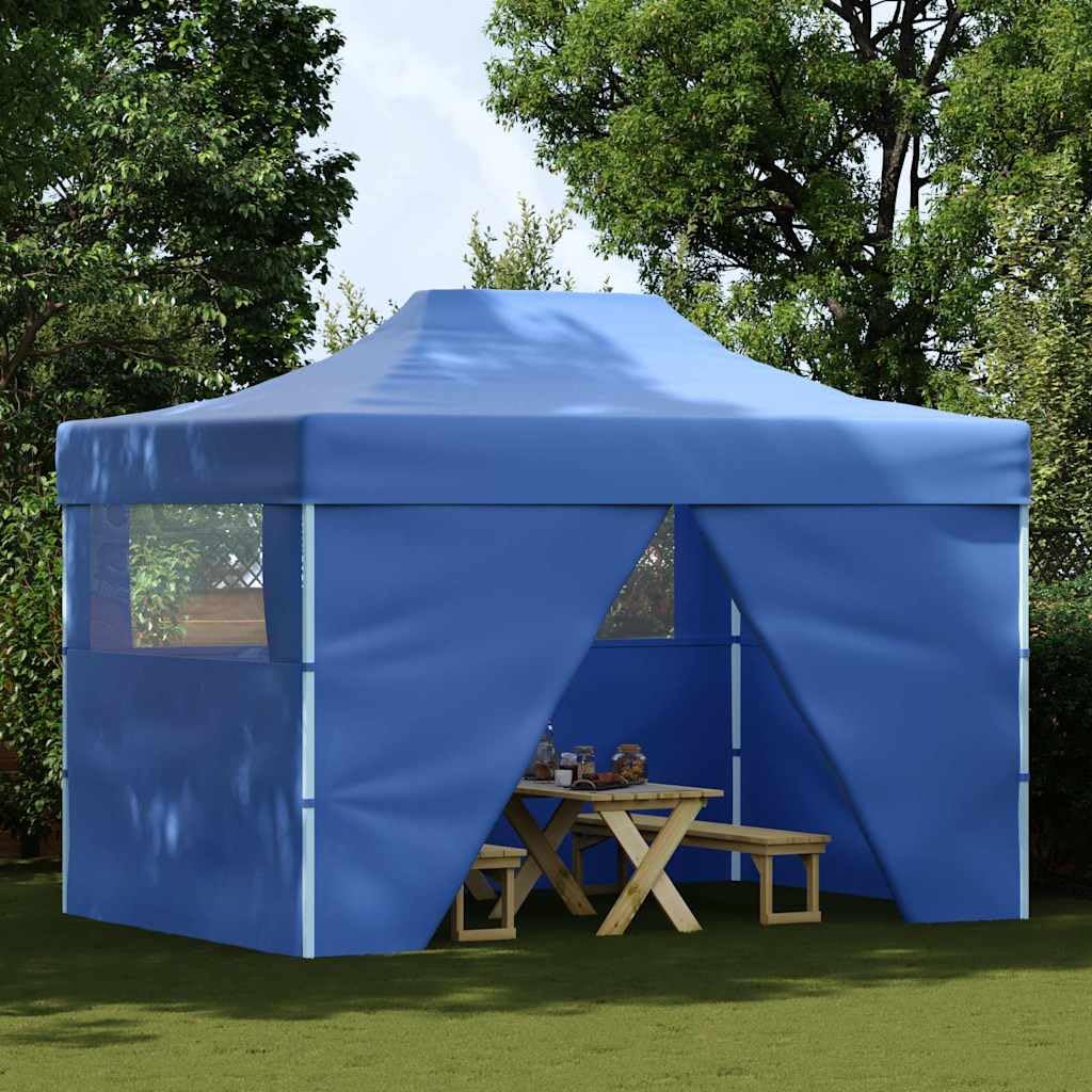 Gazebo pieghevole professionale con 4 pareti in acciaio blu, 3 x 4 m, per