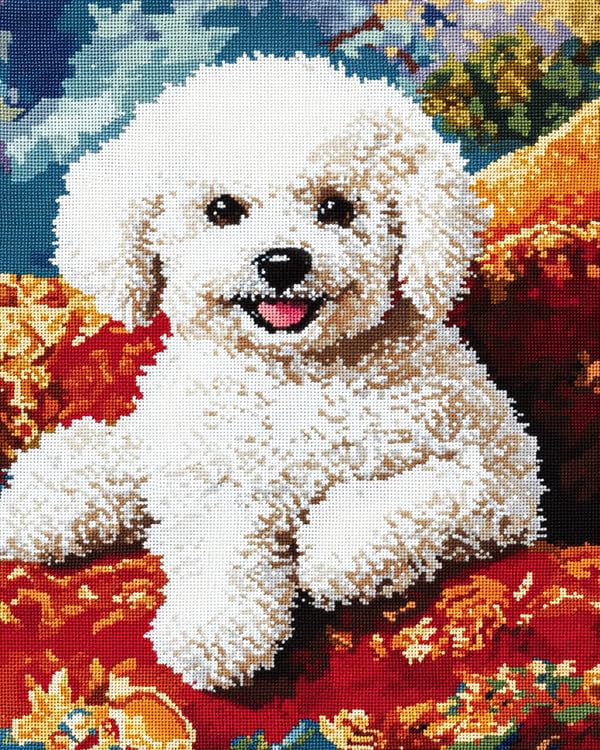 Kit broderie point de croix débutant 11CT AxiangziK DIY Chien Bichon Frisé