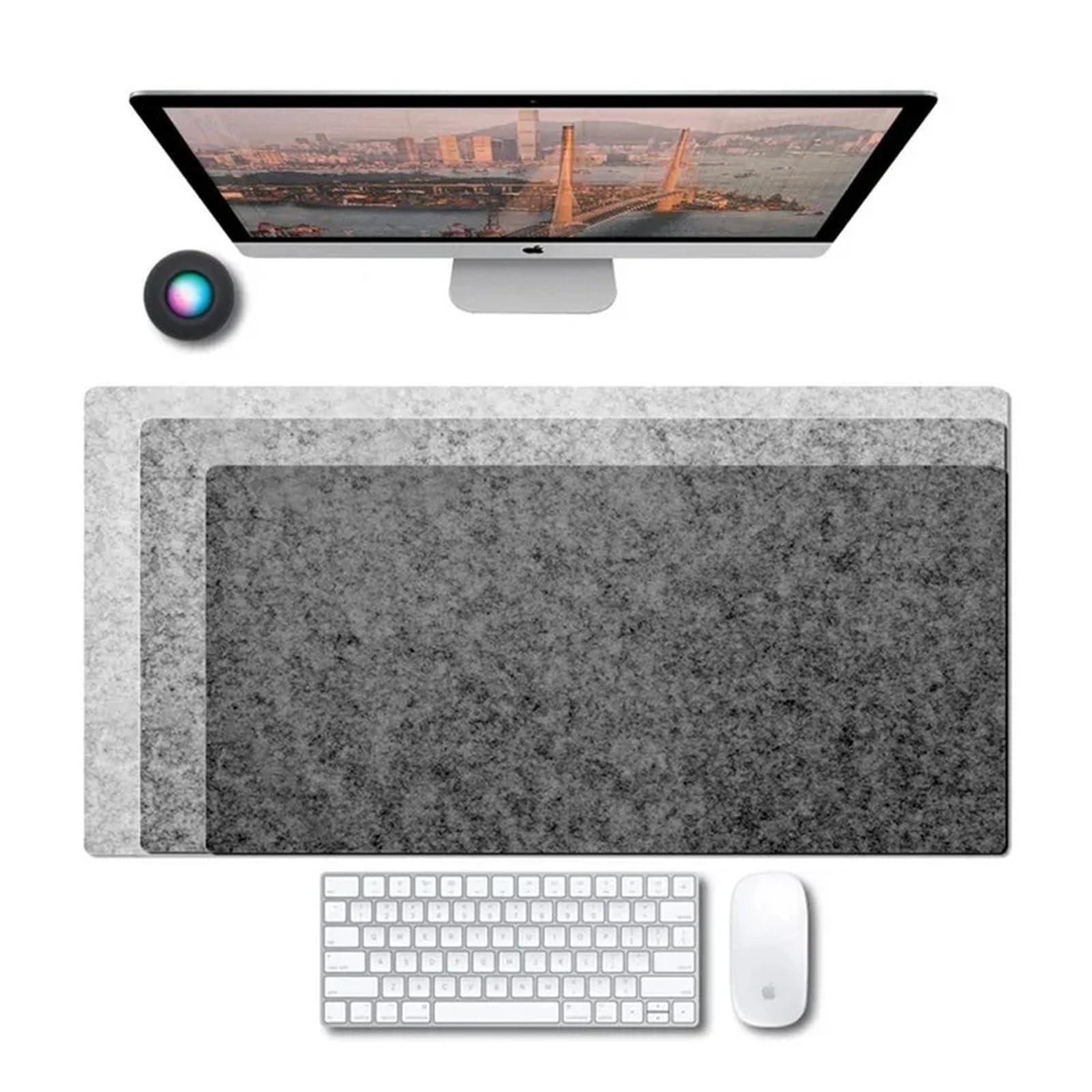 Fieltro Adhesivo Alfombrilla de ratón for Escritorio Fieltro Lana | Oficina en casa del cojín del ordenador portátil del teclado del juego antideslizante XXL(LightGray,80x40 cm)