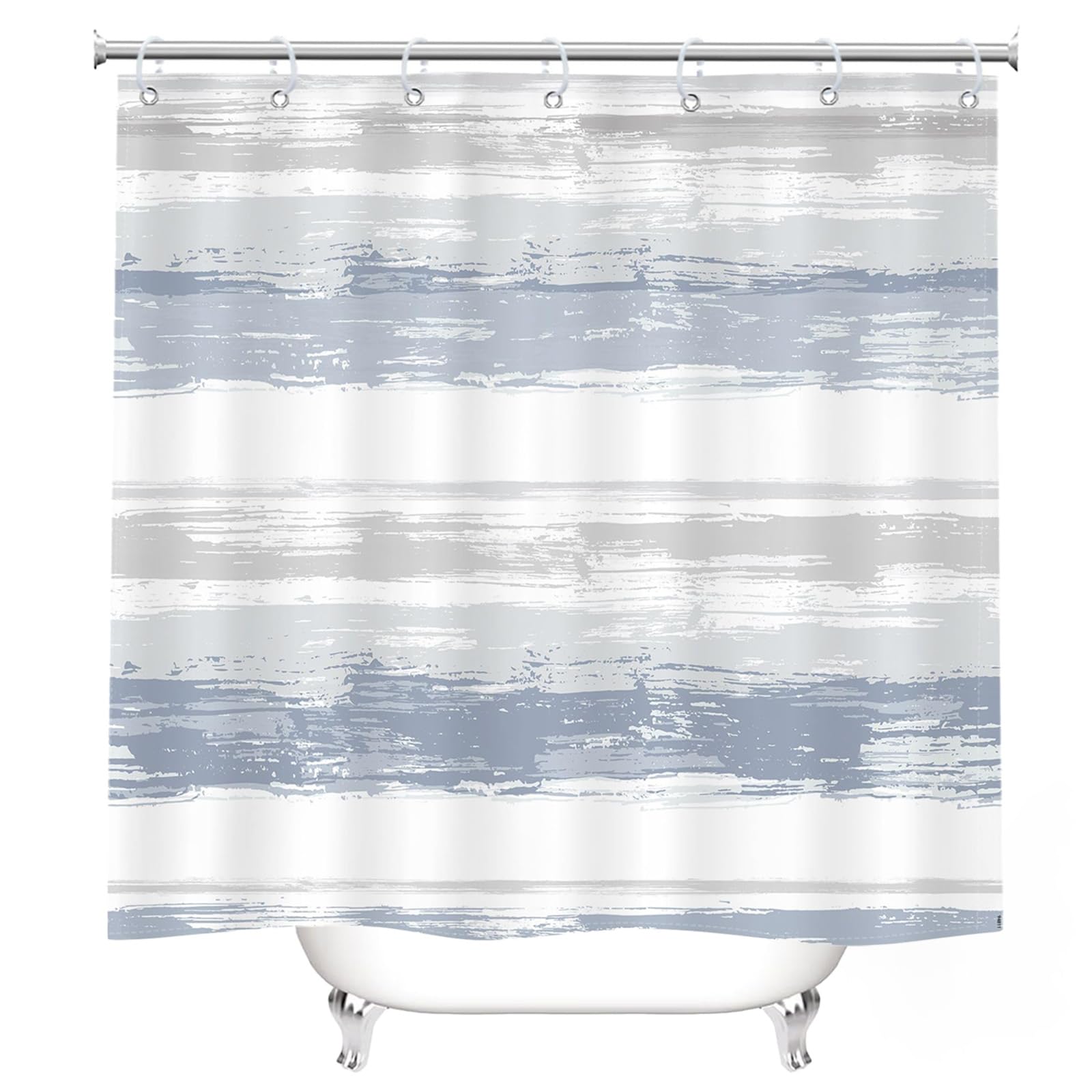 Tenda da doccia in tessuto a righe blu e bianche astratte 180 x 220 cm (L x A) Set tenda da doccia con stampa acquerello e ganci Decorazione bagno minimalista e neutra, lavabile
