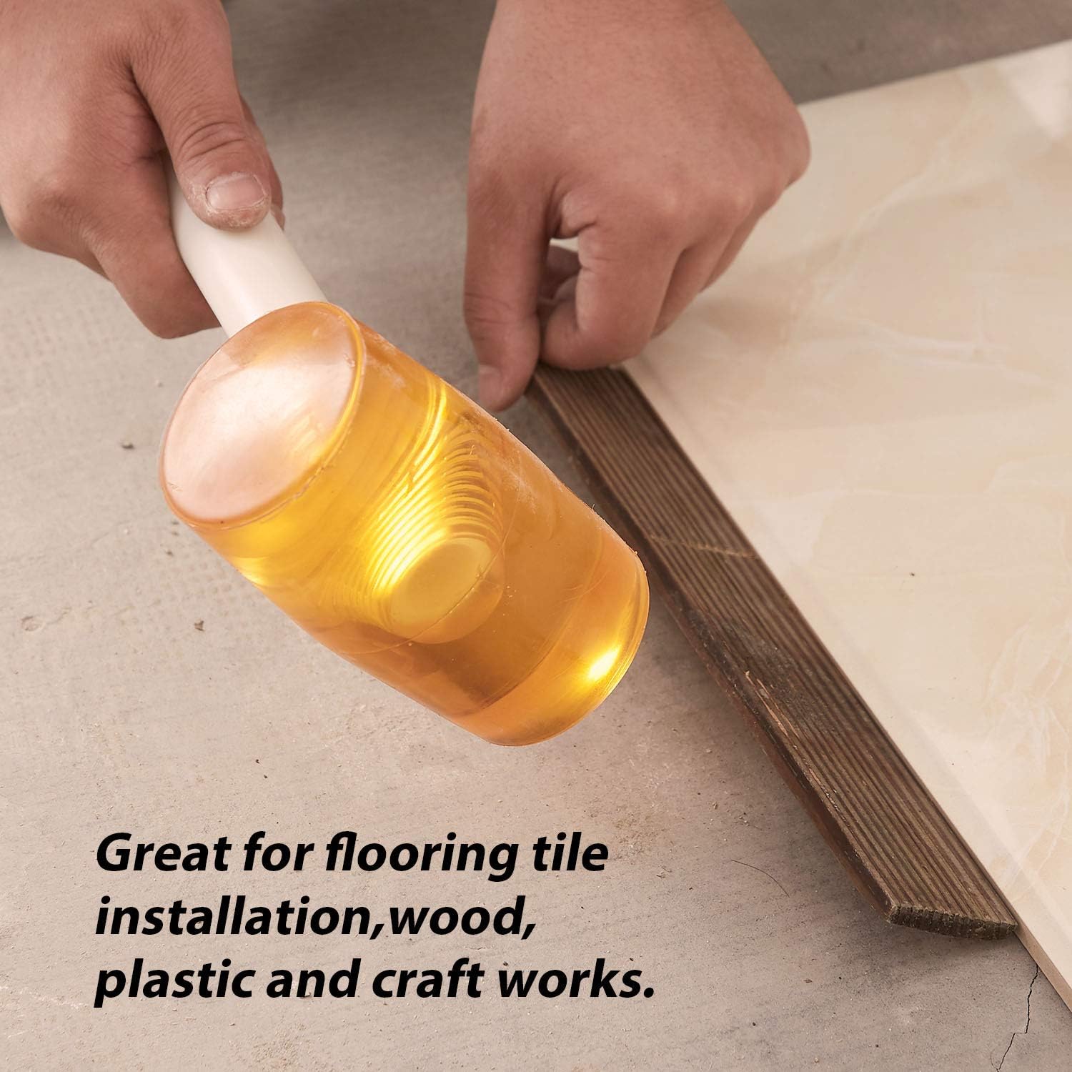 SOLUDE 4-Piece 19 Ounce Rubber Mallet,Lightweight Double-Face Hammer with Fiberglass Non Slip Handle,Perfect for Leather Crafts,Jewelry,Wood and Flooring Installation