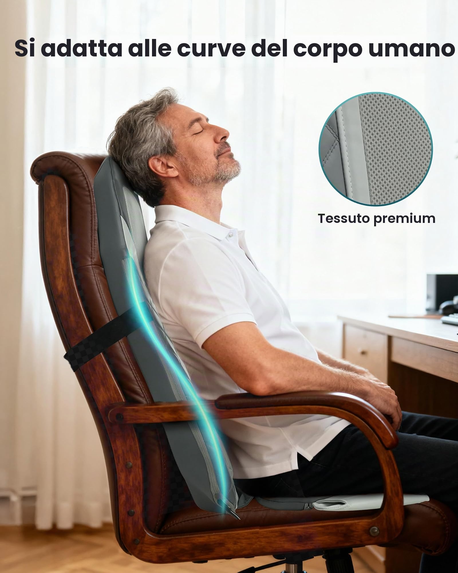 Snailax Sedile Massaggiante Shiatsu con Calore | Cuscino Massaggiante 4D con Rulli Rotanti, Vibrazione 3 Livelli e Timer, per Sedia e Divano, Regalo per Uomo e Donna