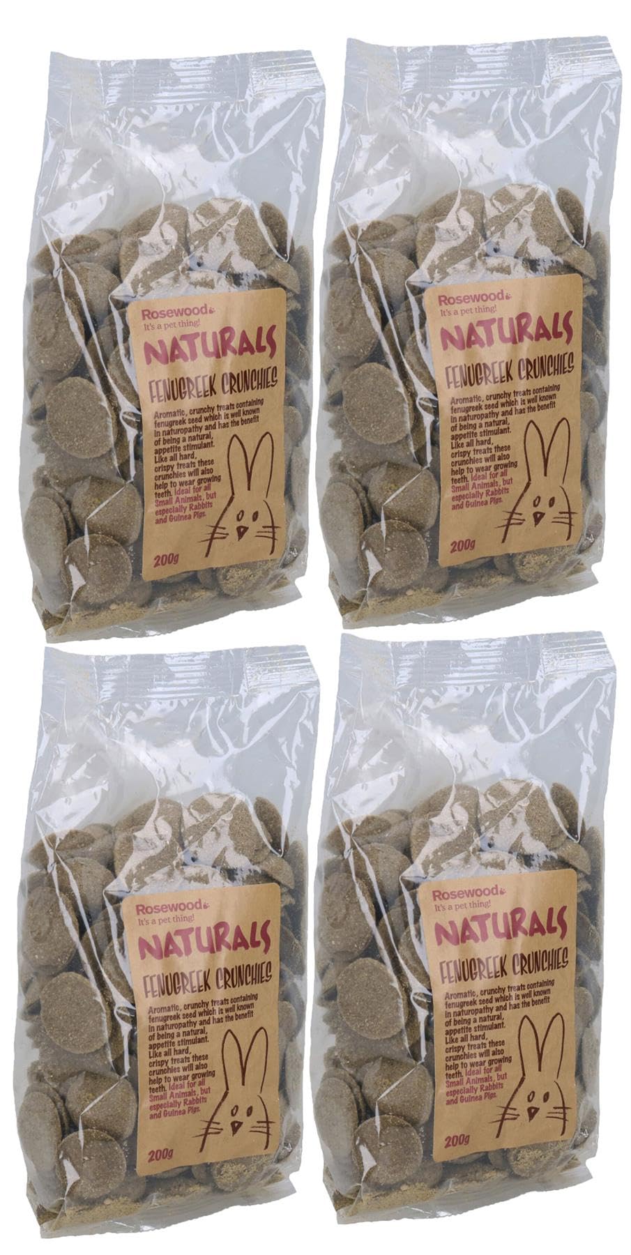 AB Tools 4PK Small Animal Pet Treat Rabbit Guinea Natural Treat Fenugreek Crunchies