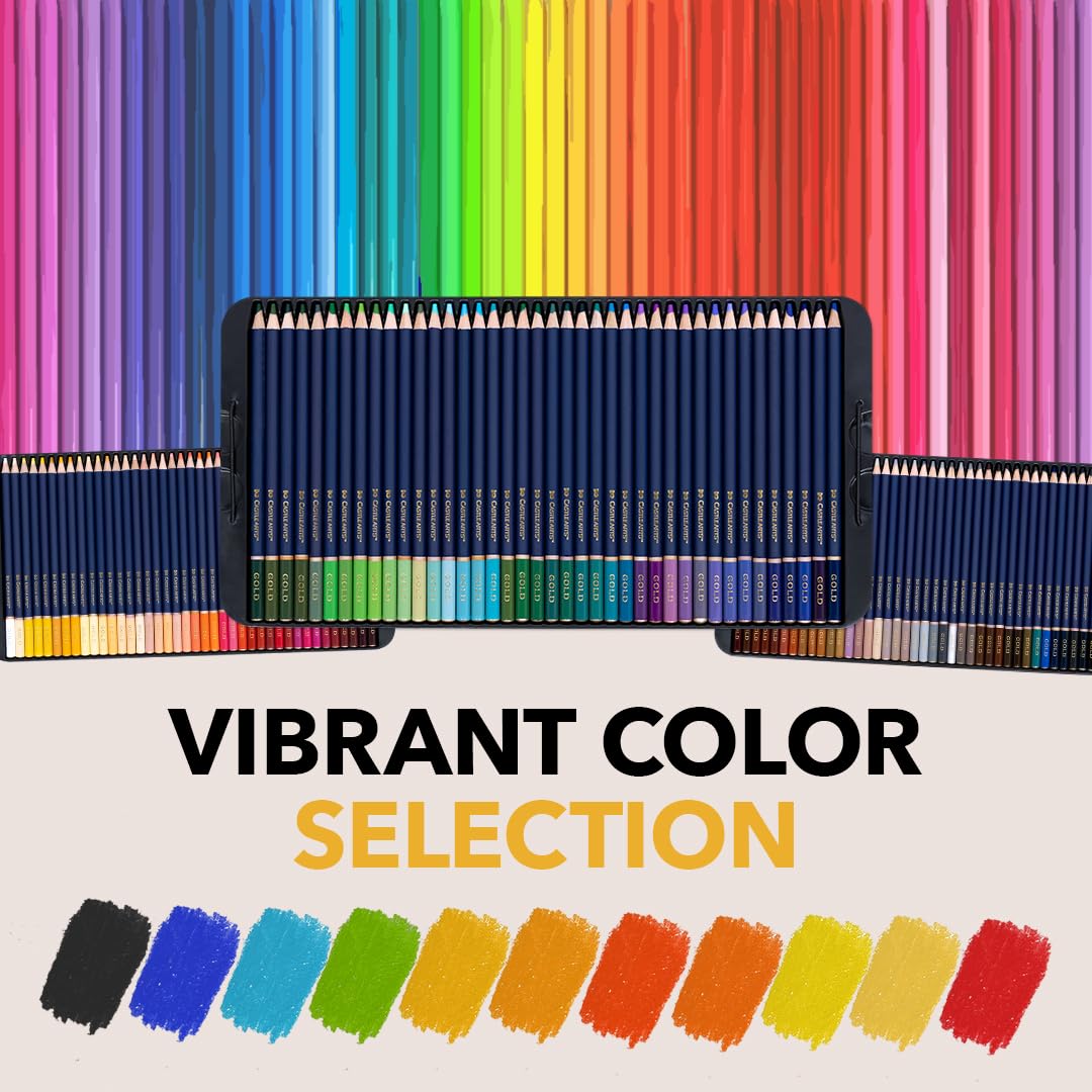 Castle Art Supplies Set di 120 Matite Colorate di Qualità Oro | Anime a Base d’Olio Più Appuntite e Resistenti alla Rottura | Per Artisti Adulti e Coloristi | In un Cofanetto di Metallo