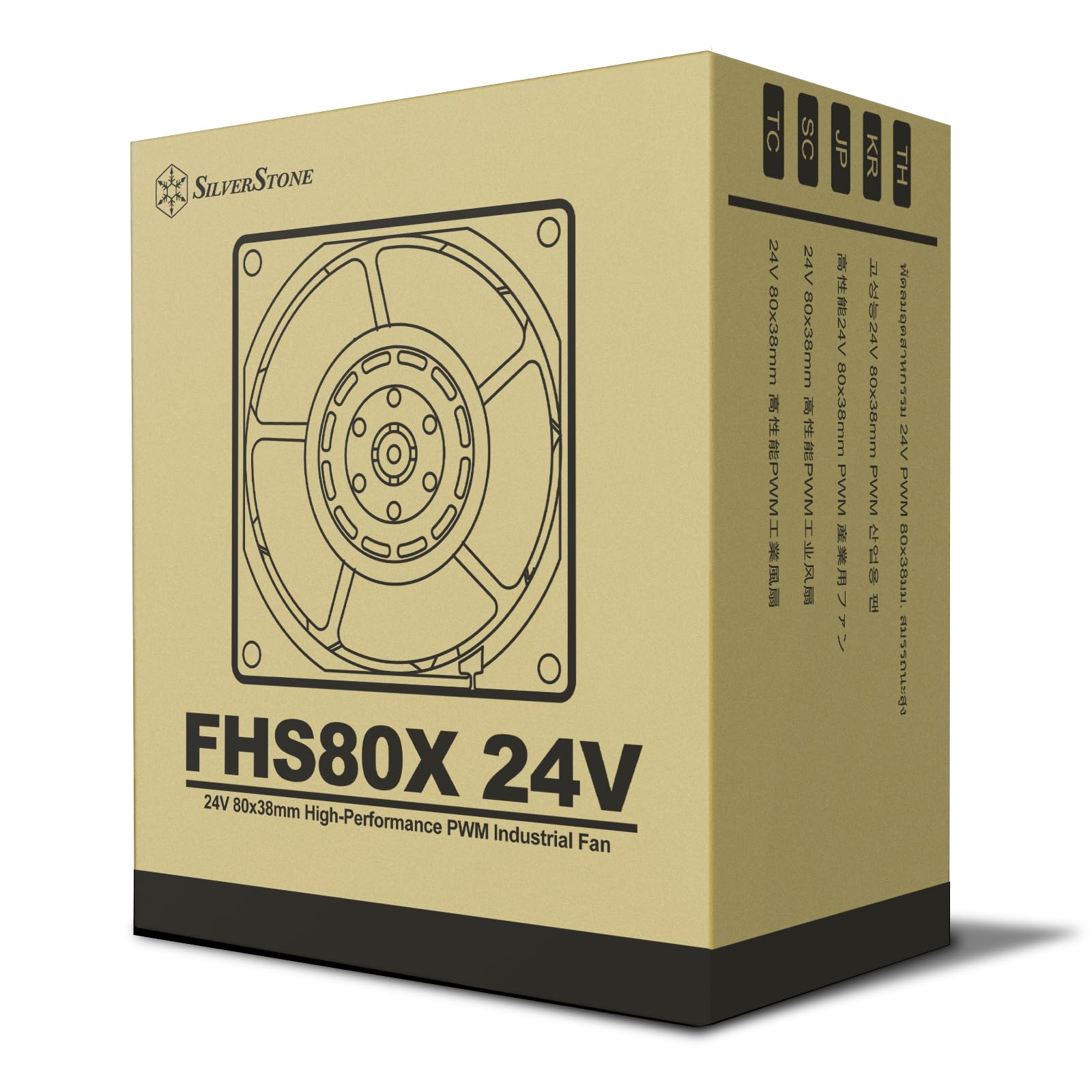 SilverStone FHS80X 24V - Ventilateur industriel PWM haute performance de 24V 80x38mm, SST-FHS80X-24V