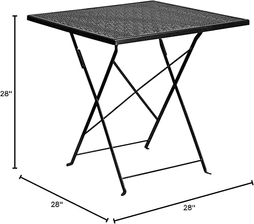 Miniatura 2 de Flash Furniture Juego de mesa plegable de acero para interiores y exteriores de grado comercial de 28 pulgadas con 4 sillas de respaldo redondas
