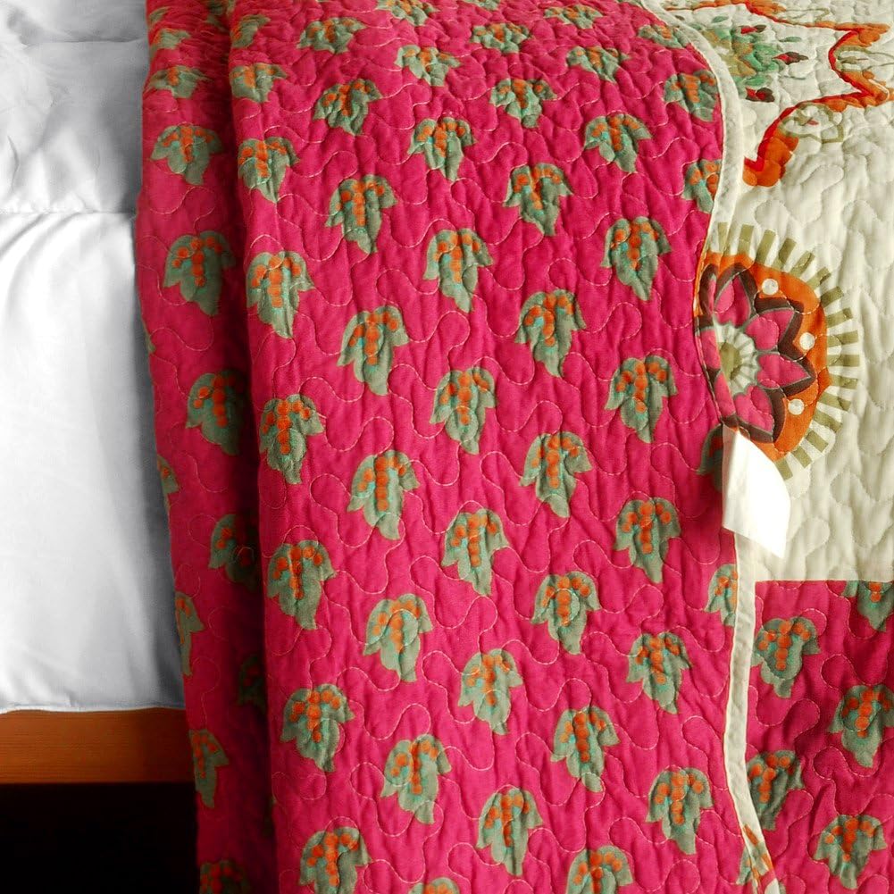 Blancho Bedding [Children of Heaven] 3PC Cotton Vermicelli-Quilted Printed Quilt Set (Full/Queen Size)