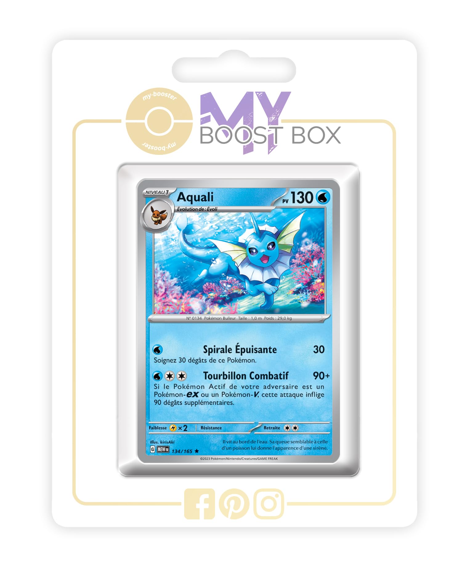 Aquali (Vaporeon) 134/165 Holo or Reverse (Random) - my-booster X Écarlate et Violet 3.5-151 Box of 10 Pokemon French Cards