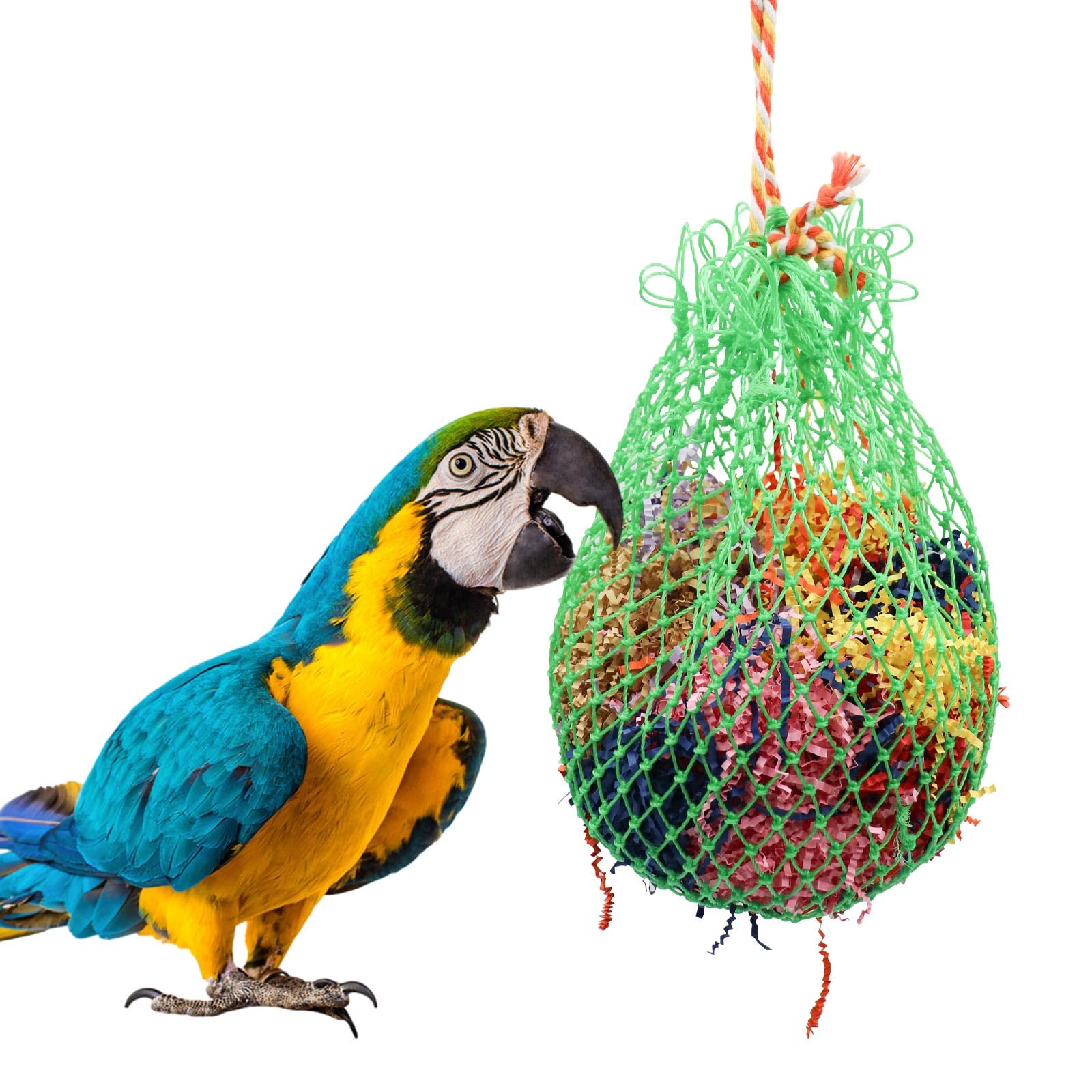 Jinkoozz Large Bird Shredder Ball Toy, Hanging Parrot Foraging Shredding Toy, Bird Cage Accessories, Suitable for Birds Parrots Parakeets Cockatiels Love Birds - 10 Inches in Diameter