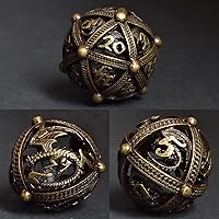 Vista 3 de RULE DICE Juego de dados de metal DND D&D, 7 dados con diseño de esfera hueca redonda para mejor rodamiento de D y D, hermoso juego de dados