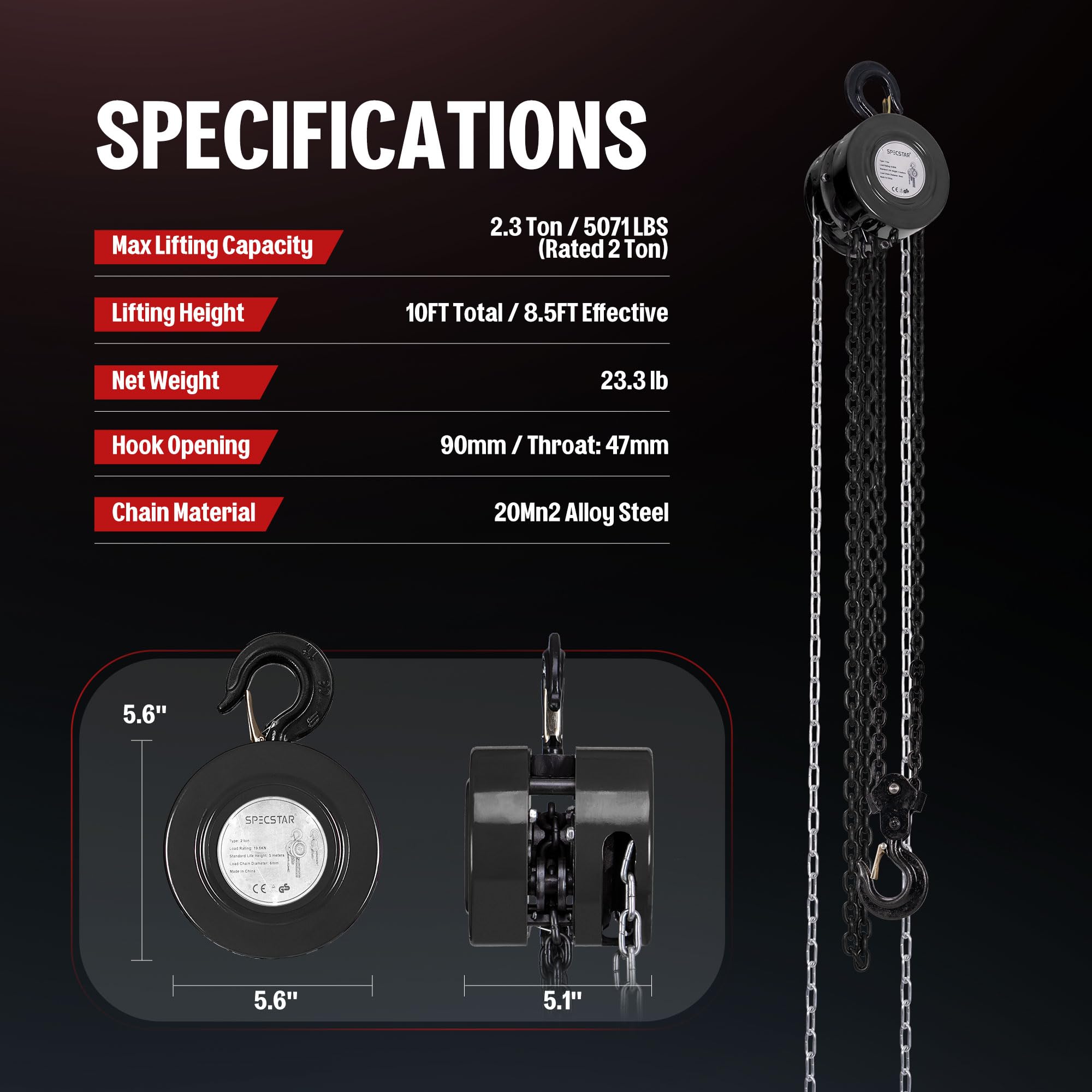 2 Ton Hand Chain Hoist - Heavy Duty Lifting -8 2 Ton Hand Chain Hoist - Heavy Duty Lifting -8