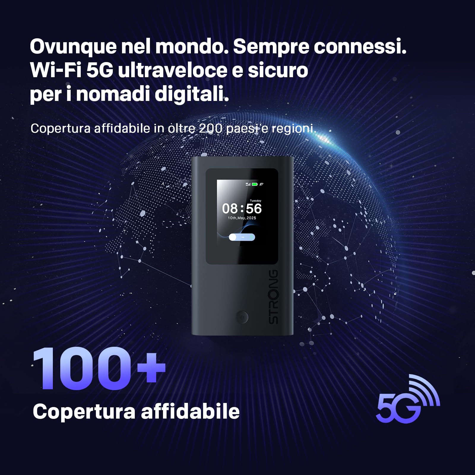 STRONG 5G+ HOPI Router 5G Portatile senza SIM fisica, WiFi 6 AX1800