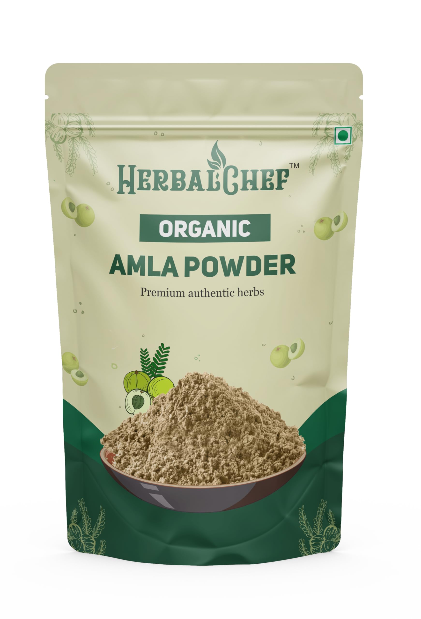 HerbalChef Amla Powder (Indian Gooseberry) - 100% Pure & Natural Vitamin C Supplement for Hair, Skin, and Immunity - Ayurvedic Superfood (100)
