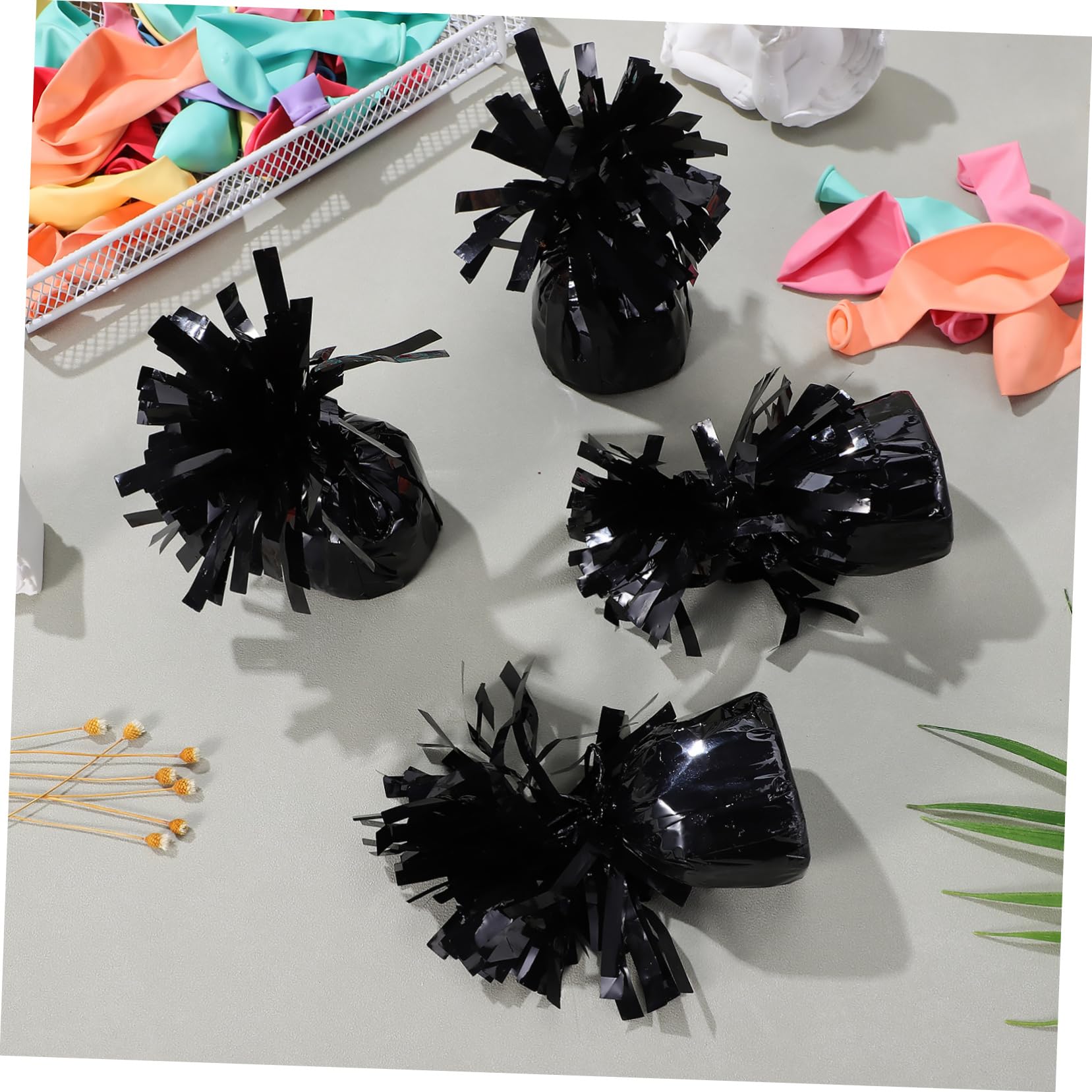 Pesetti per Palloncini, 8 Pezzi in Pet Nero, Resistenti ai Danni, Facili da Usare, per Matrimonio e Festa, Design Compatto e Lucido