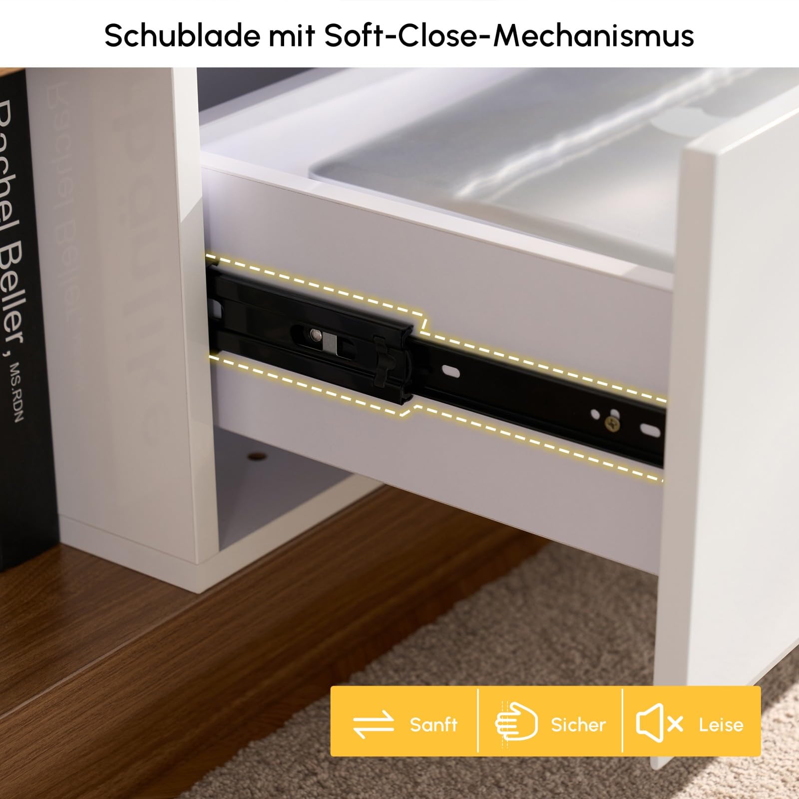 Homary Erweiterbarer TV-Schrank 179-255 cm, TV-Möbel mit 3 Schubladen