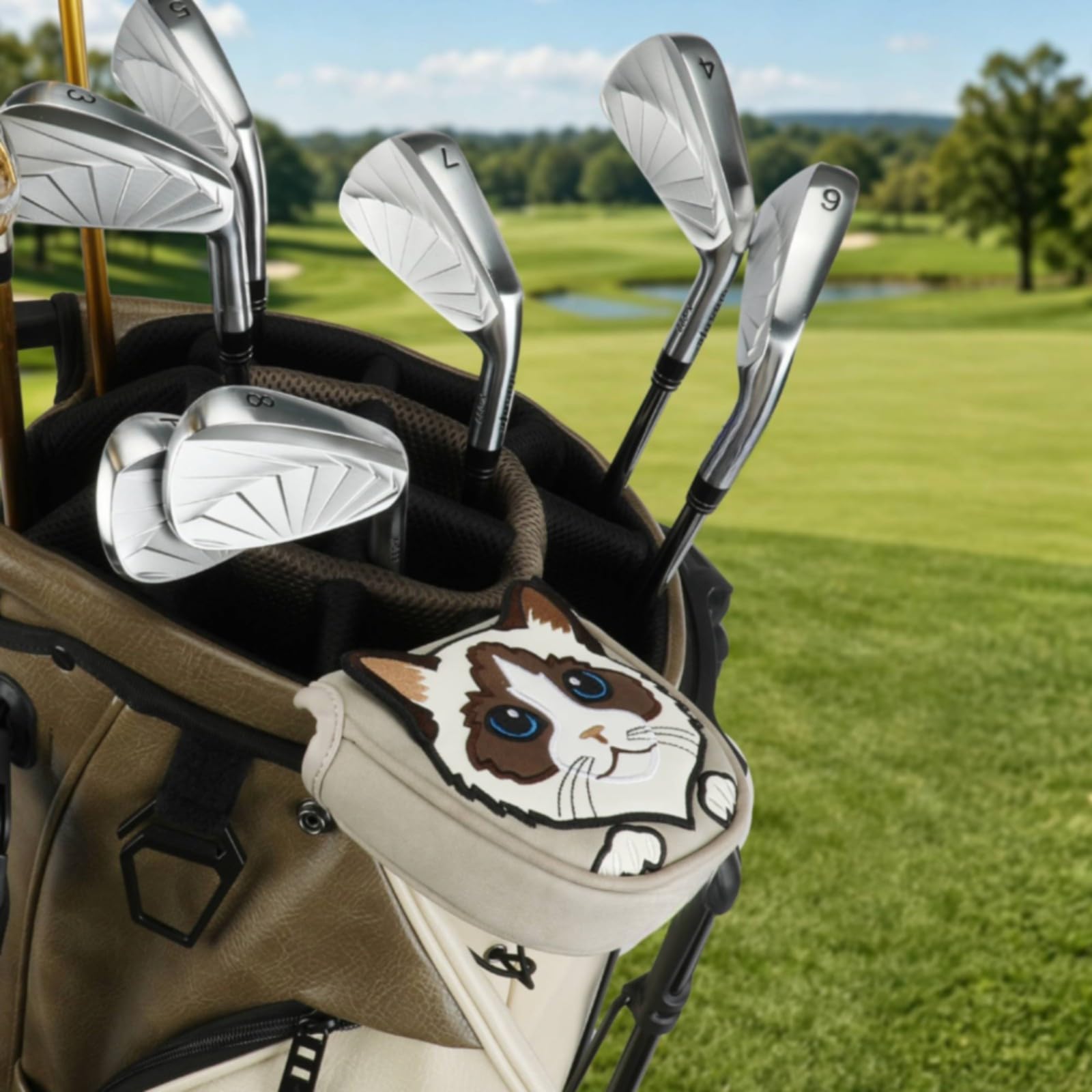 halbrunde putterkopf-hülle aus pu strukturiert schützend Golf Putter Mallet Cover praktisch putterhaube für golfplatz, übungsrunden
