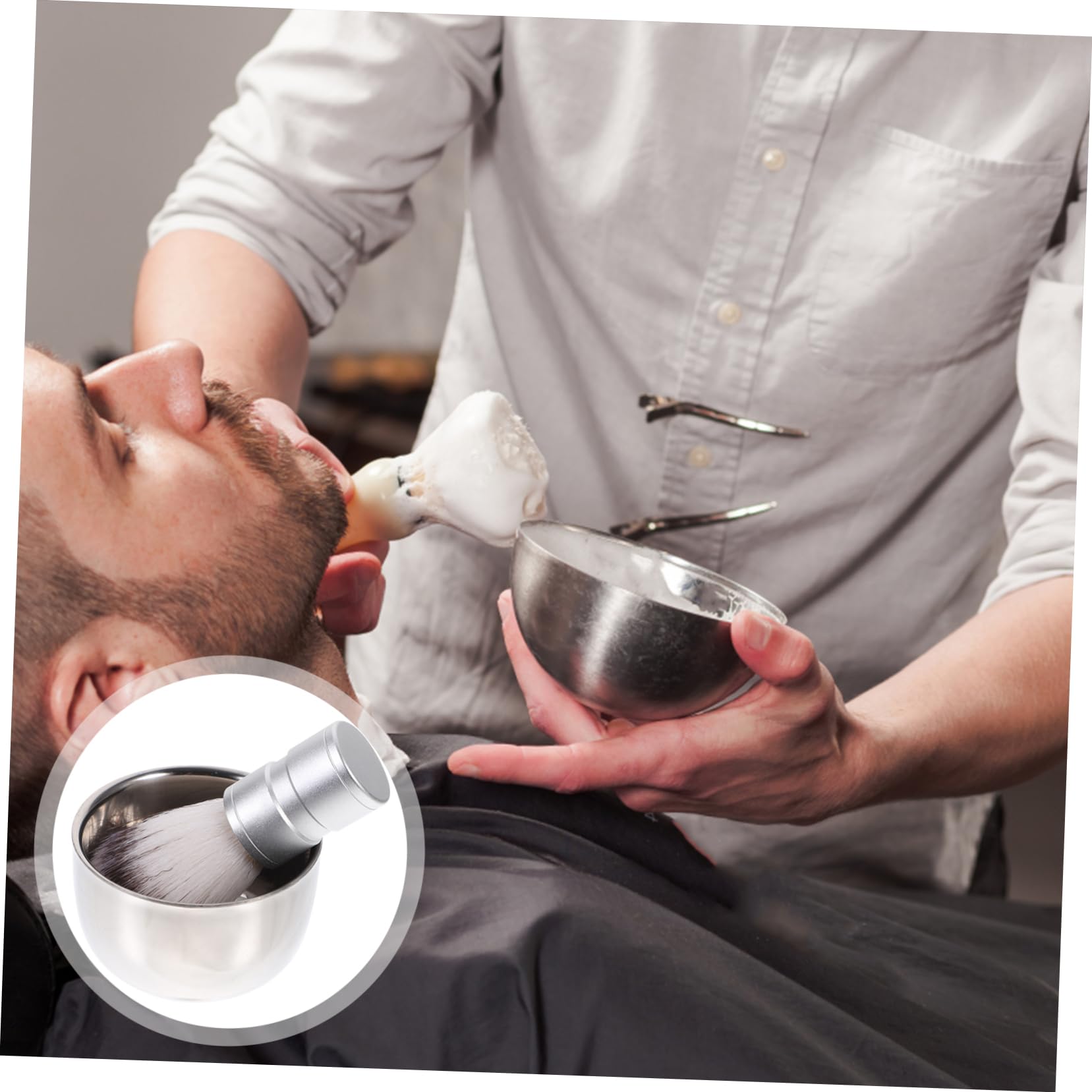 Alipis Spazzola Da Barba Nylon Con Ciotola Da Barba Acciaio Inossidabile Due Strati Colore Casuale Strumento Per Rasatura Confortevole e Tradizionale