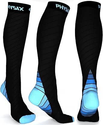 Physix Gear Compression Socks 20-30 mmHg - Men & Women - Running, Travel, Work