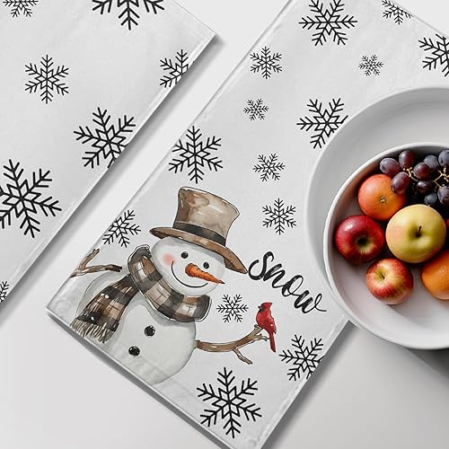 Miniatura 6 de Juego de 2 toallas de mano de renos de invierno, juego de 2 toallas de cocina de ciervos de Navidad, color blanco y marrón, toallas de cocina suaves