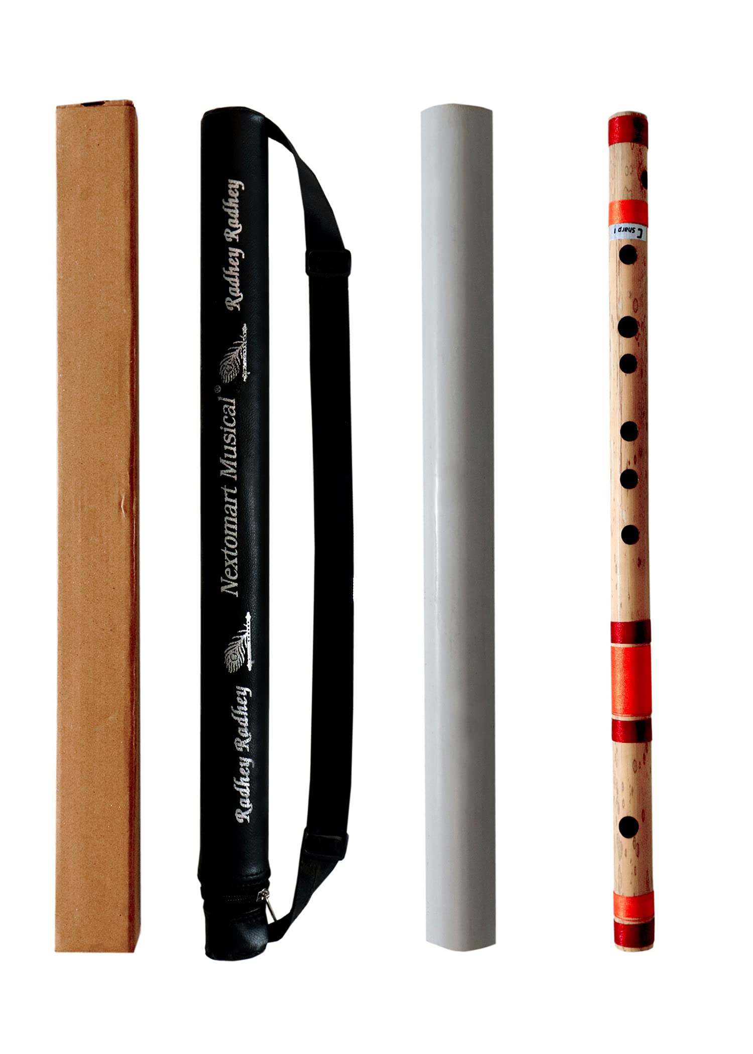 NEXTOMART Musical Flutes C Sharp Medium 7 Hole Right Hand Bamboo Flute Bansuri with Flute Carry Bag Free (18.5 Inch)
