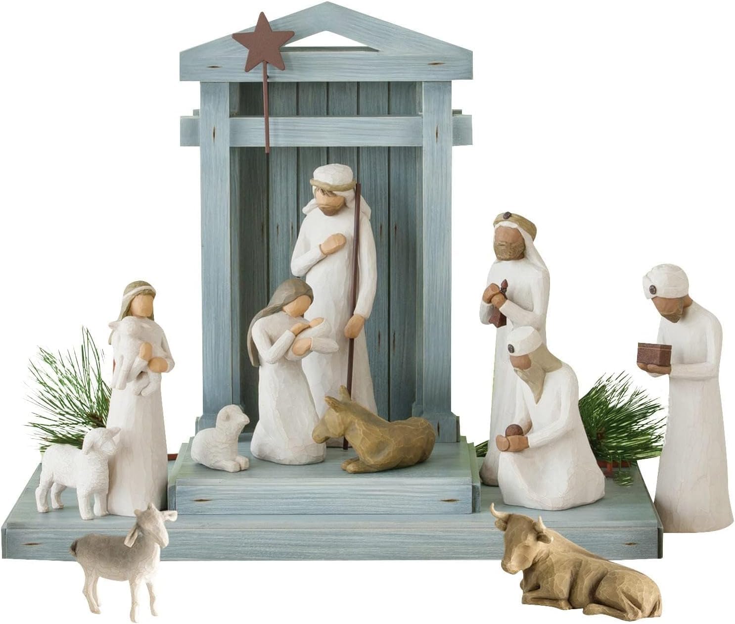 Krippenset Born Scene, 10-teiliges Figuren Krippe Harz, Geburt Belen Weihnachten, Weihnachtskrippe mit Figuren, Krippenszene Krippe Harz Heilige Familie, Dekoration