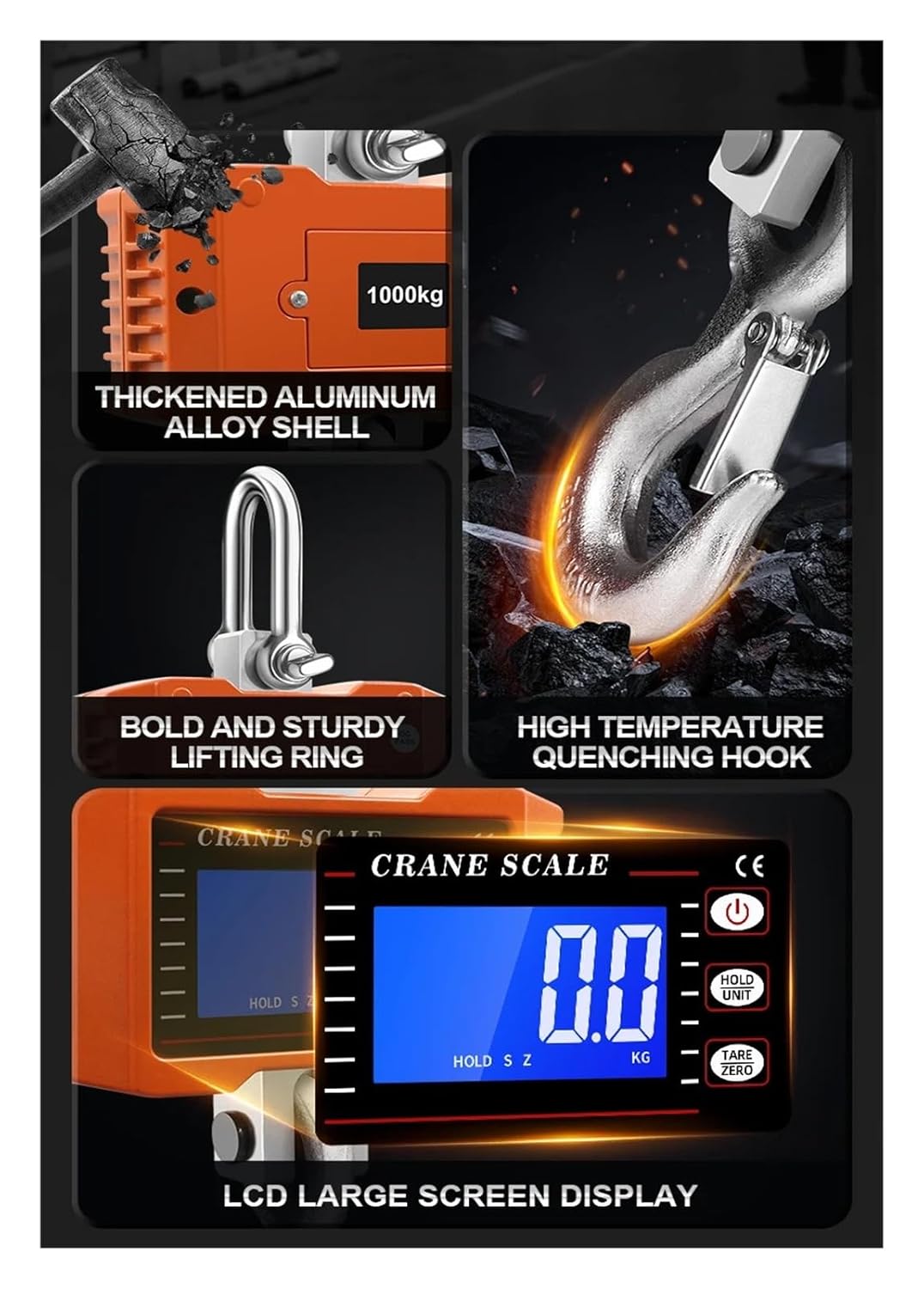 Hanging Scale Luggage Scales Digital Crane Weigher Tools LCD Steel Industrial Auto Lock Hook Weighing