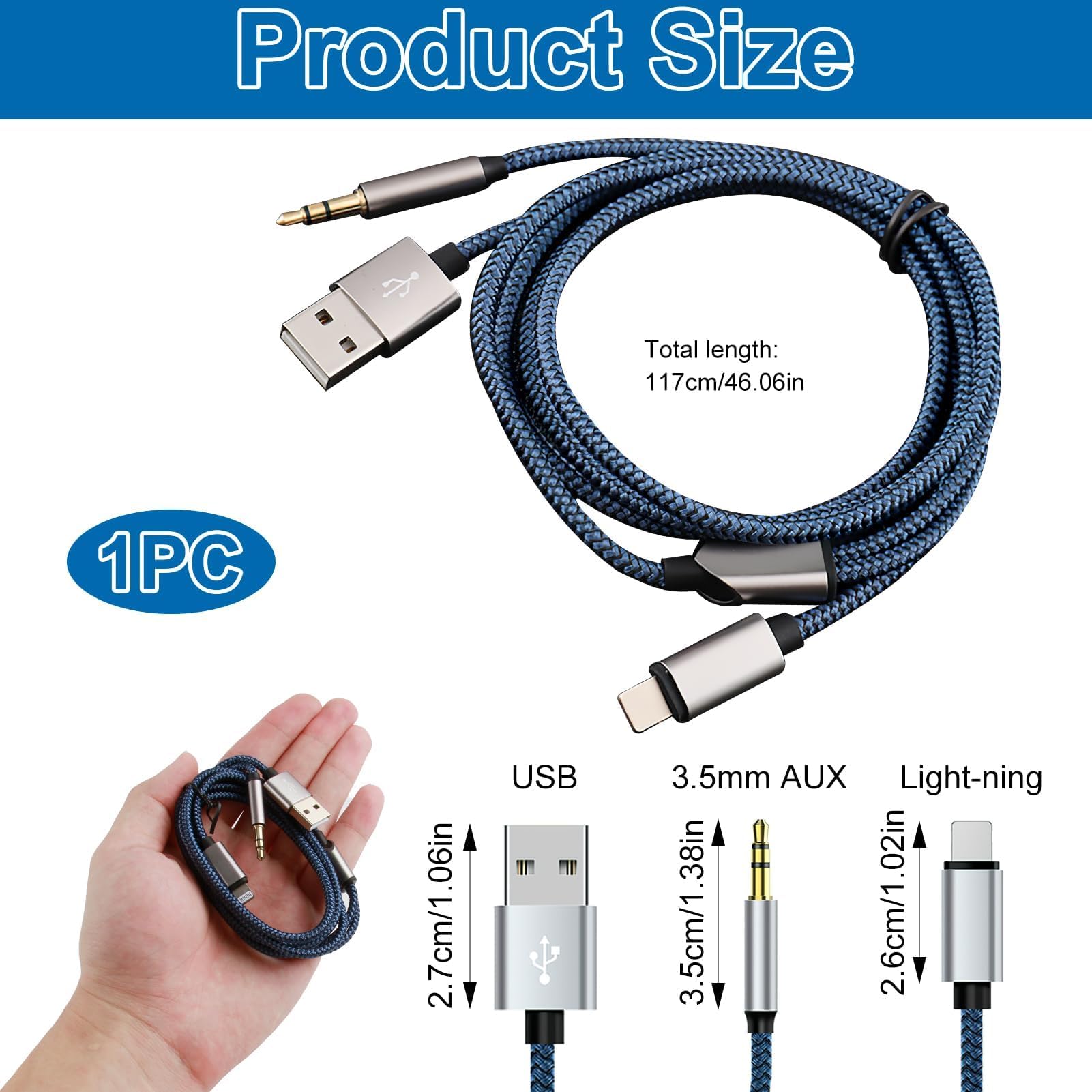 Câble Auxiliaire 2 En 1 Pour IPhone, Câble Lightning Vers Prise Auxiliaire 3 ,5 Mm Et Câble De Chargement, Câble Audio Pour IPhone 14 Pro/14 Pro Max/14 Plus/14/13/12 Mini/11/XS/XR/X/8/7 Pour