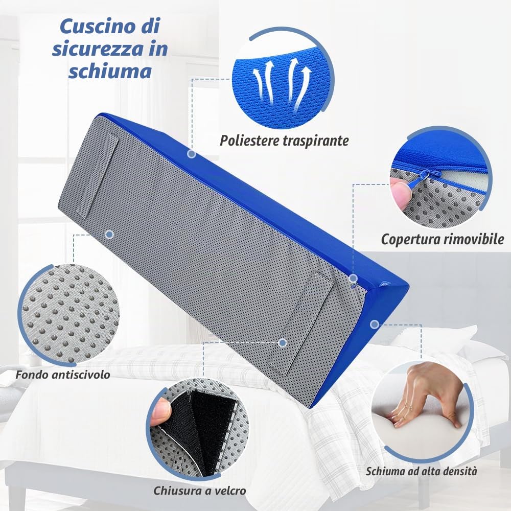 Cuscino per spondina letto in morbida schiuma per anziani adulti protezione anticaduta comodino medico sicurezza guida guida letto cunei paraurti per anziani posizionamento ospedale letto