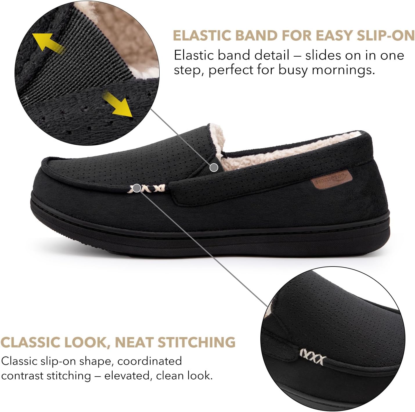 HomeTop Men's Classic Moccasin Slippers Comfy Memory Foam Indoor House Shoes - Image 5