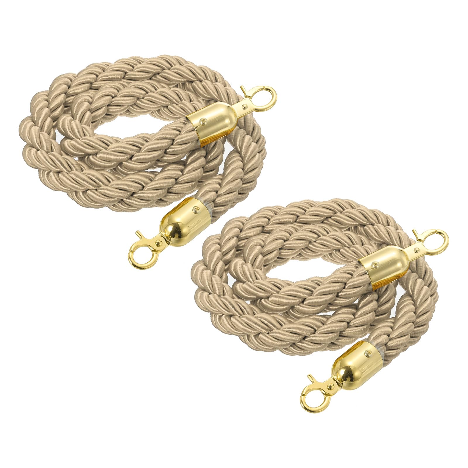 QUARKZMAN Corda Per Paletti Ritorta 3.28 Ft/1 M, Barriera Con Corda Ritorta E Ganci Rapidi Per Paletti Divisori Coda Controllo Folla, Colore Champagne 2Pz
