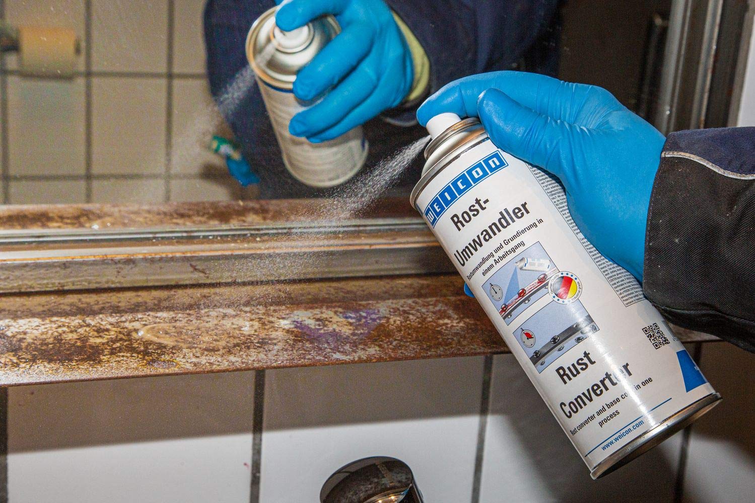 WEICON Odrdzewiacz 400 ml, konwerter rdzy z funkcją podkładu, neutralizuje rdzę i hamuje korozję, zestaw 3 szt.