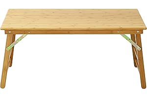 Kid Folding Table: UNICOO Bamboo Rectangular Folding Table