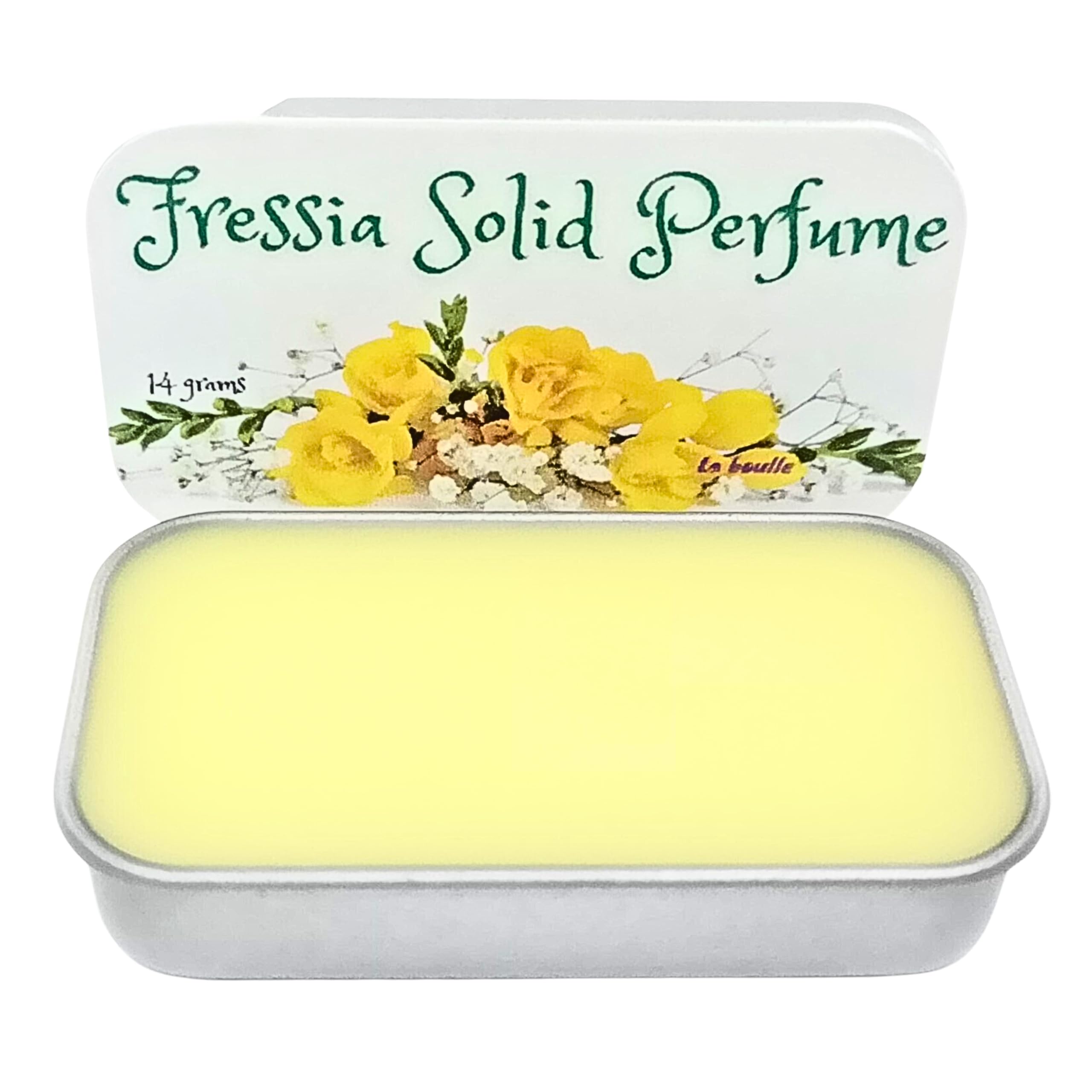 Fressia Solid Natural Perfume Balm. For Sensitive Skin. Only natural ingredients. Long Lasting Fragrance. Handmade in UK.