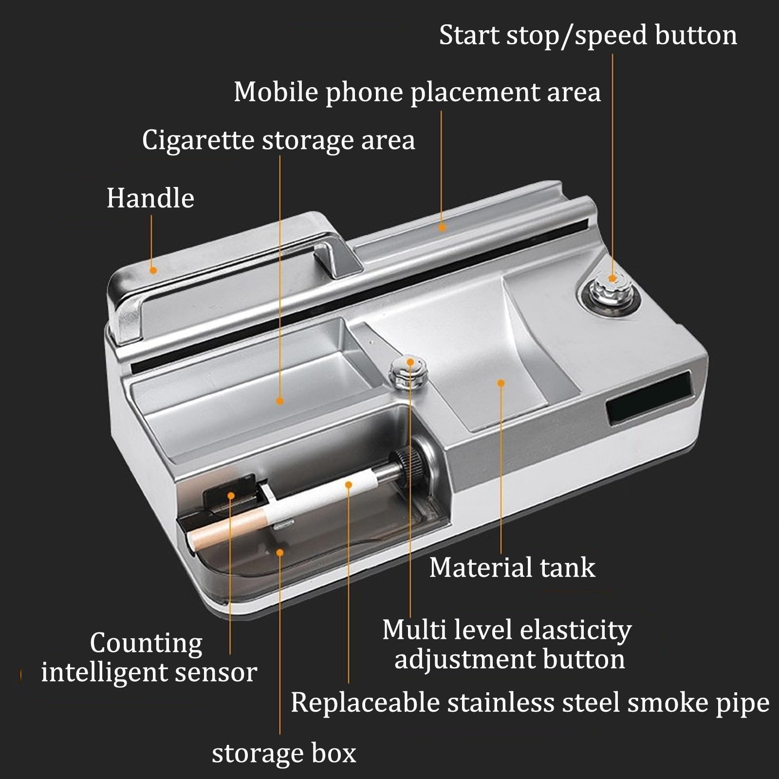 8mm/6.5mm/5.5mm Automatico Della Sigaretta Del Rullo Del Tabacco Delle Macchine di Riempimento Della,Macchinetta Riempitubi Elettrica,Display Intelligente di Rilevamento e Conteggio,Ada(Color:Argento)