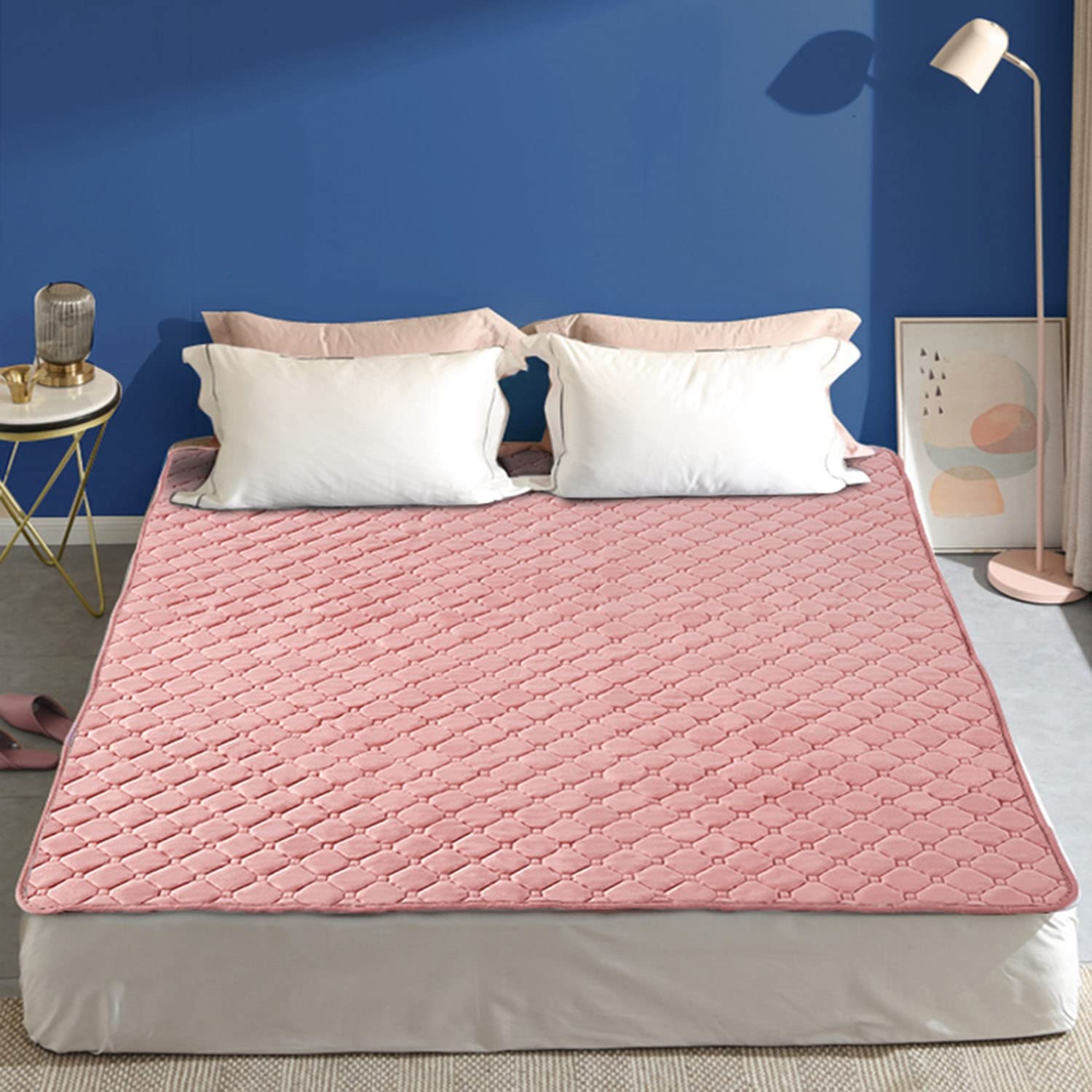 KARAOT Electric Blanket, King Size Electric Heated Underblanket Upper & Lower Body Heating Zones Electric Mattress Throw with 4 Heat Settings Luxury Fleece Material Bed Warmer