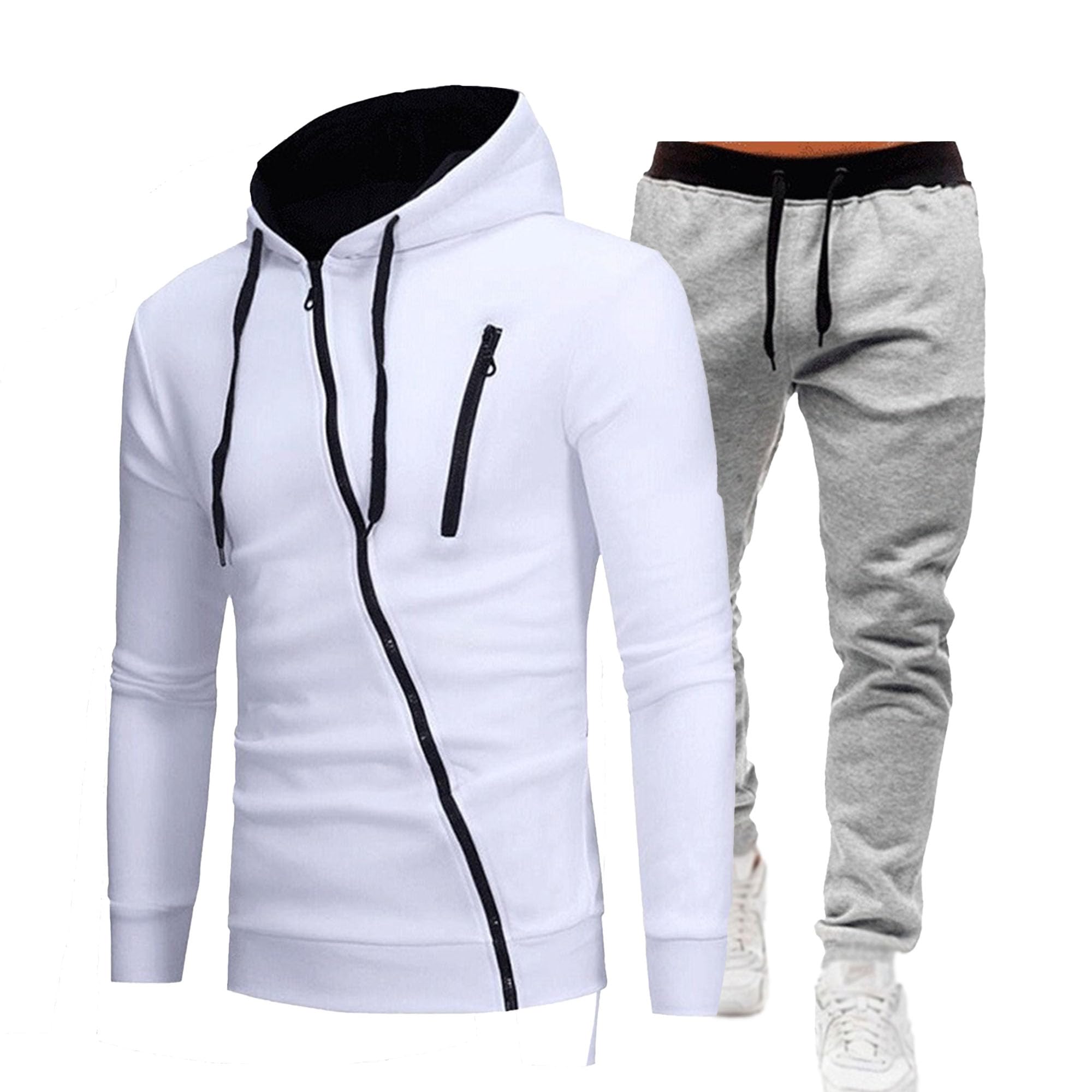 Męska bluza z ukośnym zamkiem błyskawicznym slim casual sportowa bluza z